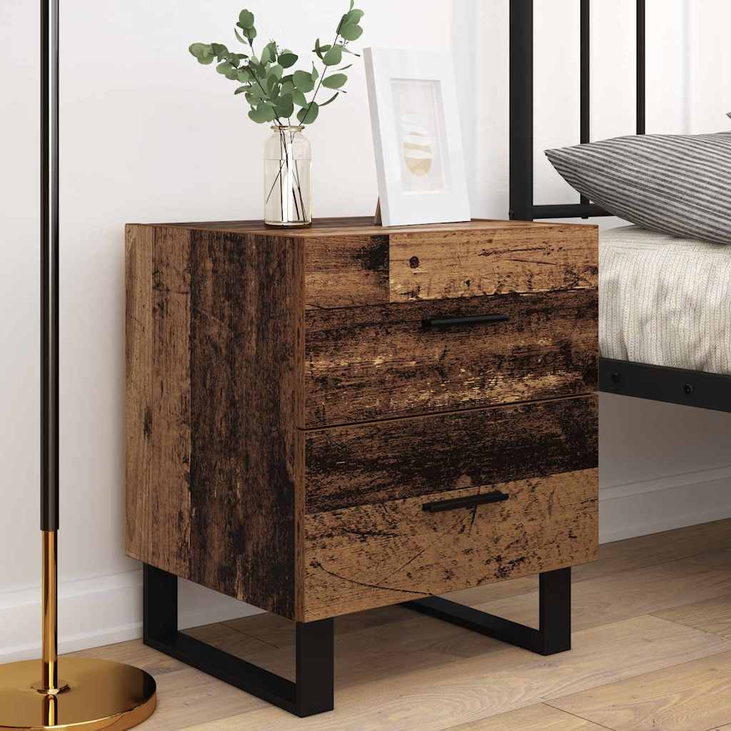Nachtkastje met lade 2 pcs Oud Hout en Zwart 40 x 35 x 47,5 cm is nu te koop bij PeponiXL, paradijselijk wonen!