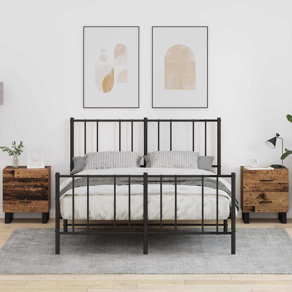 Nachtkastje met lade 2 pcs Oud Hout en Zwart 40 x 35 x 47,5 cm is nu te koop bij PeponiXL, paradijselijk wonen!