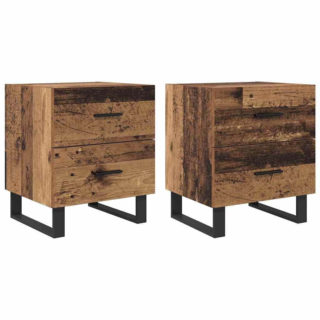 Nachtkastje met lade 2 pcs Oud Hout en Zwart 40 x 35 x 47,5 cm is nu te koop bij PeponiXL, paradijselijk wonen!