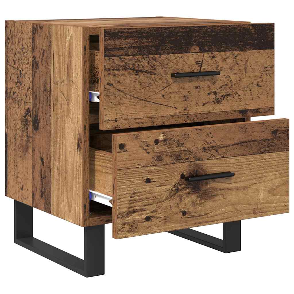 Nachtkastje met lade 2 pcs Oud Hout en Zwart 40 x 35 x 47,5 cm is nu te koop bij PeponiXL, paradijselijk wonen!