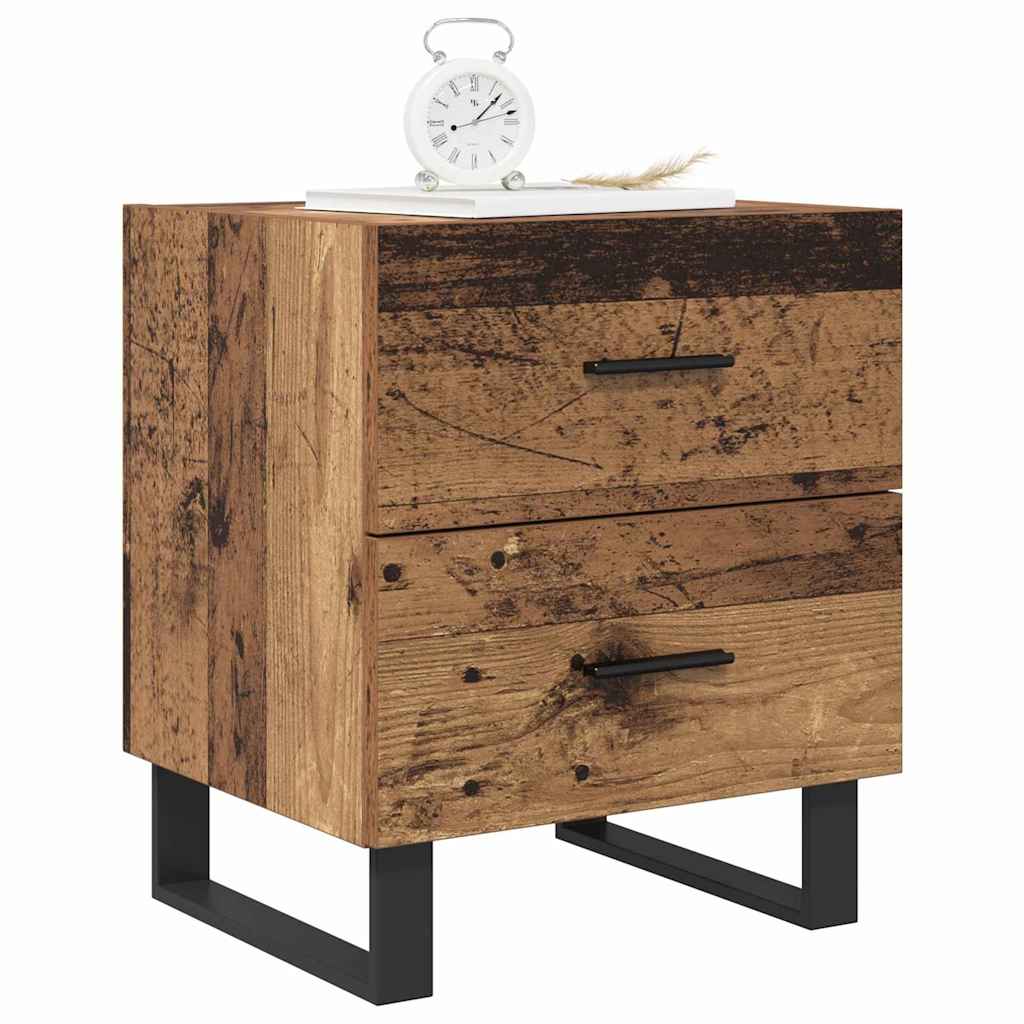 Nachtkastje met lade 2 pcs Oud Hout en Zwart 40 x 35 x 47,5 cm is nu te koop bij PeponiXL, paradijselijk wonen!