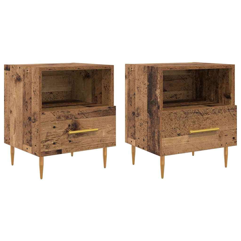 Nachtkastje 2 pcs Oudhout 40 x 35 x 47,5 cm Bewerkt hout is nu te koop bij PeponiXL, paradijselijk wonen!