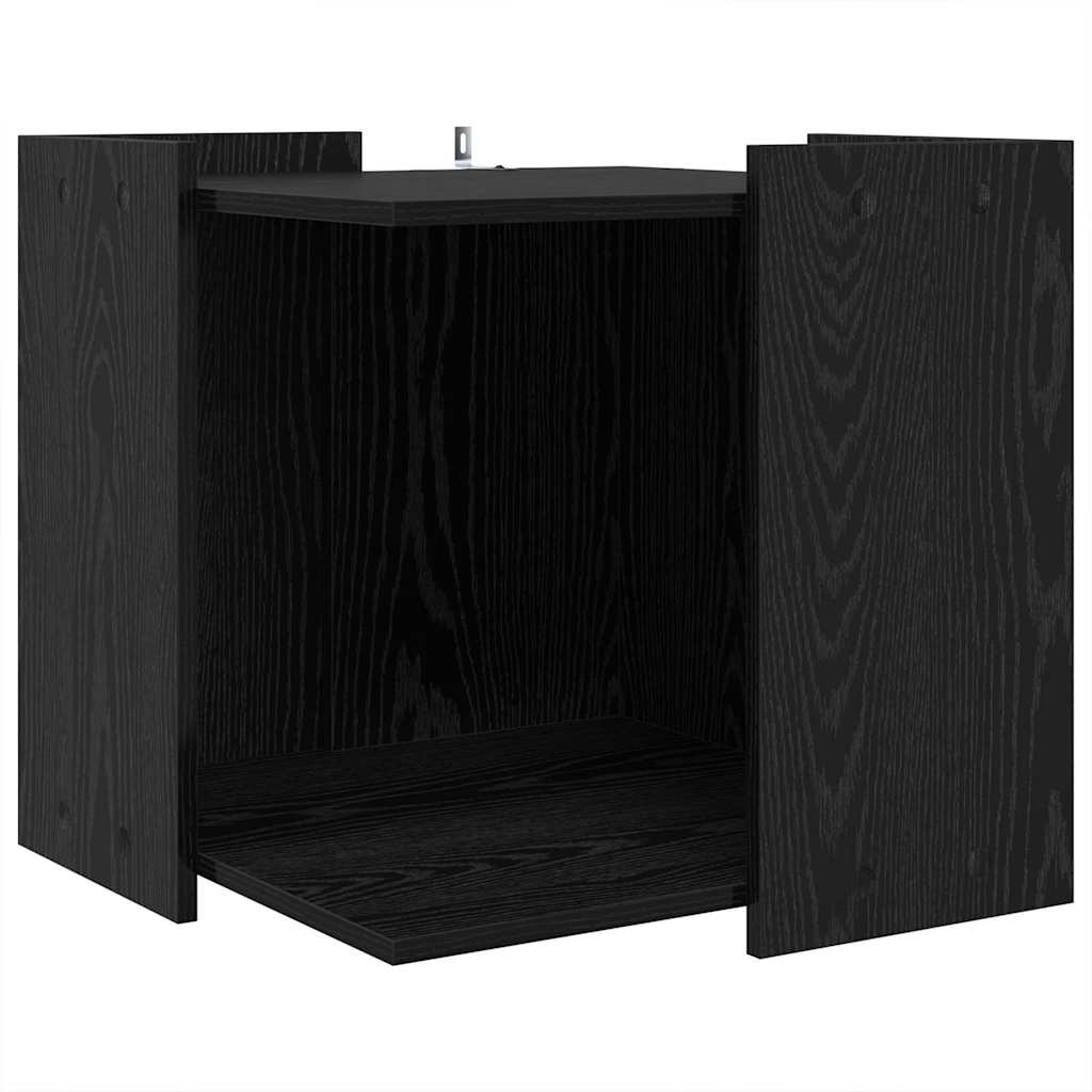 Kattenbak Omheining Zwart eiken 53 x 53 x 51 cm Bewerkt hout is nu te koop bij PeponiXL, paradijselijk wonen!