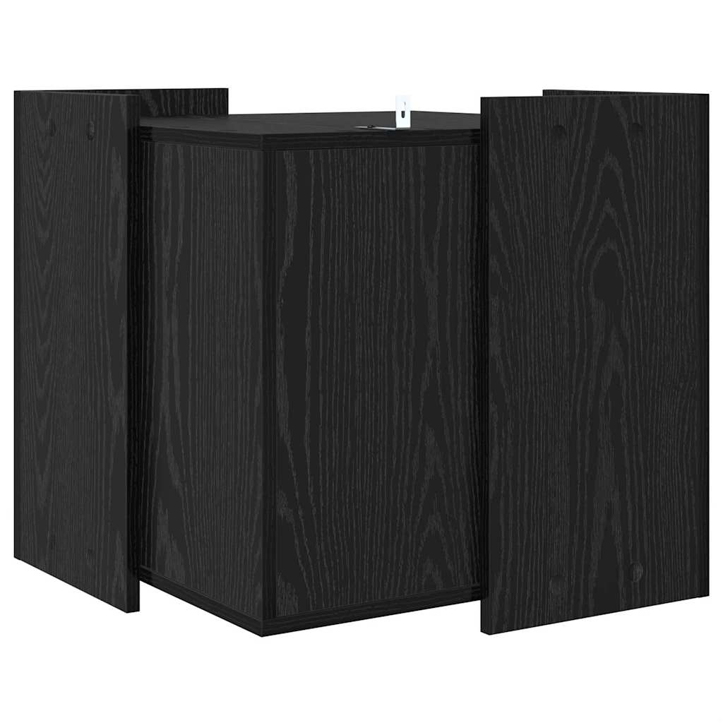 Kattenbak Omheining Zwart eiken 53 x 53 x 51 cm Bewerkt hout is nu te koop bij PeponiXL, paradijselijk wonen!