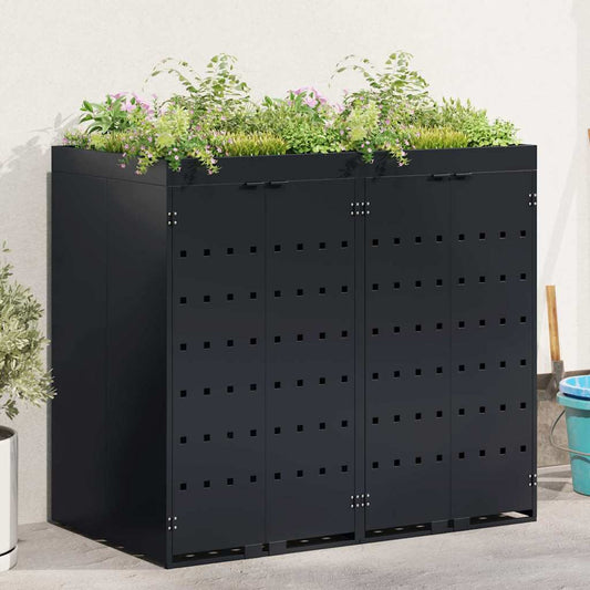 Wieltjesbakopslag voor 2 bakken Zwart 136 x 77,5 x 121,5 cm is nu te koop bij PeponiXL, paradijselijk wonen!