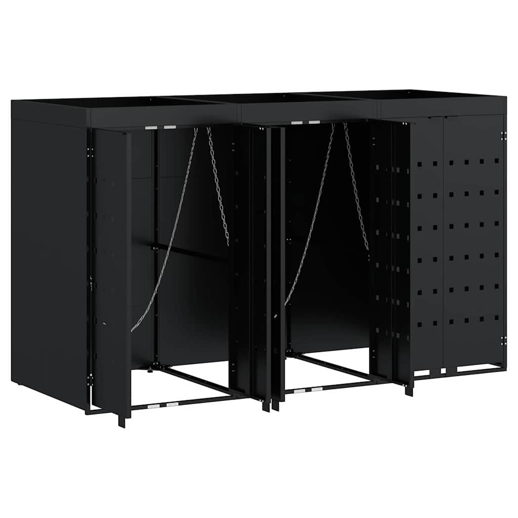 Wieltjesbakopslag voor 3 bakken Zwart 204 x 77,5 x 121,5 cm is nu te koop bij PeponiXL, paradijselijk wonen!