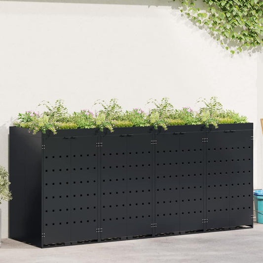 Wieltjesbakopslag voor 4 bakken Zwart 272 x 77,5 x 121,5 cm is nu te koop bij PeponiXL, paradijselijk wonen!