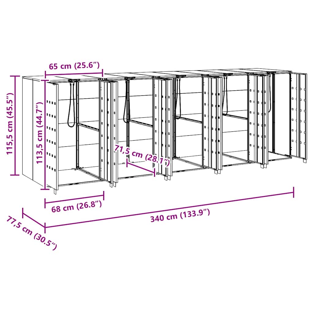 Wieltjesbakopslag voor 3 bakken Zilver 340 x 77.5 x 115.5 cm is nu te koop bij PeponiXL, paradijselijk wonen!