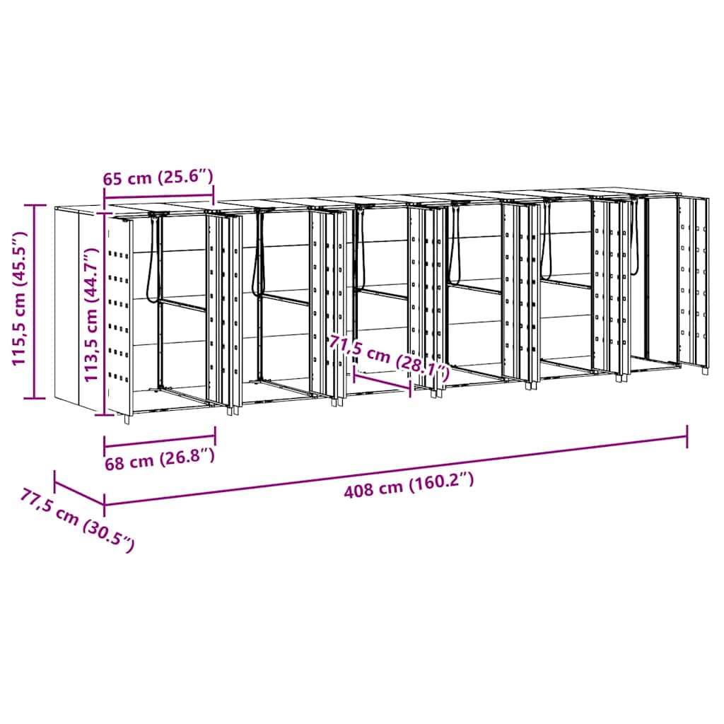 Wieltjesbakopslag voor 3 bakken Zilver 340 x 77.5 x 115.5 cm is nu te koop bij PeponiXL, paradijselijk wonen!