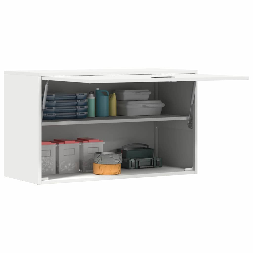 Wandkast voor Garage Wit 90 x 40 x 53 cm Poedercoating staal is nu te koop bij PeponiXL, paradijselijk wonen!