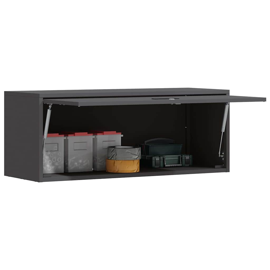 Wandkast voor Garage Zwart 90 x 33 x 35 cm Poedercoating staal is nu te koop bij PeponiXL, paradijselijk wonen!