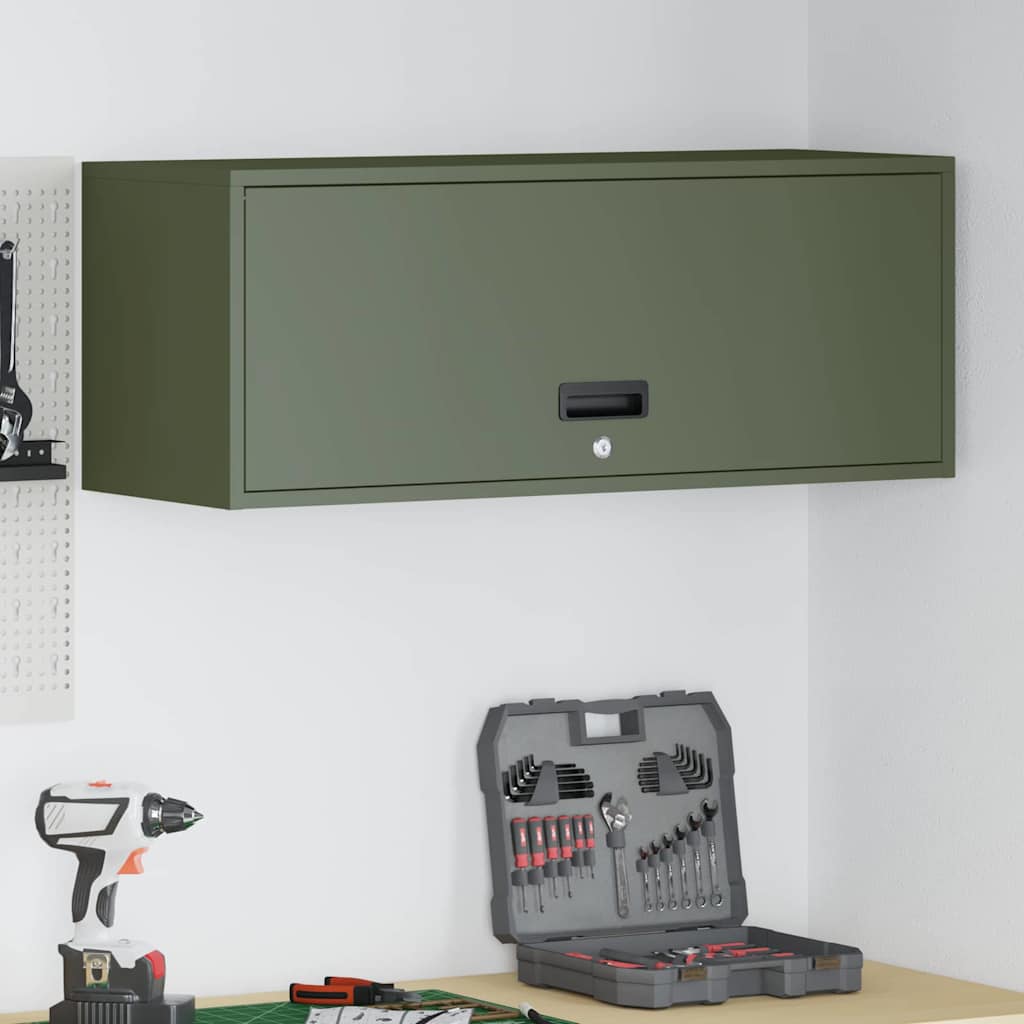 Wandkast voor Garage Olijfgroen 90 x 33 x 35 cm is nu te koop bij PeponiXL, paradijselijk wonen!