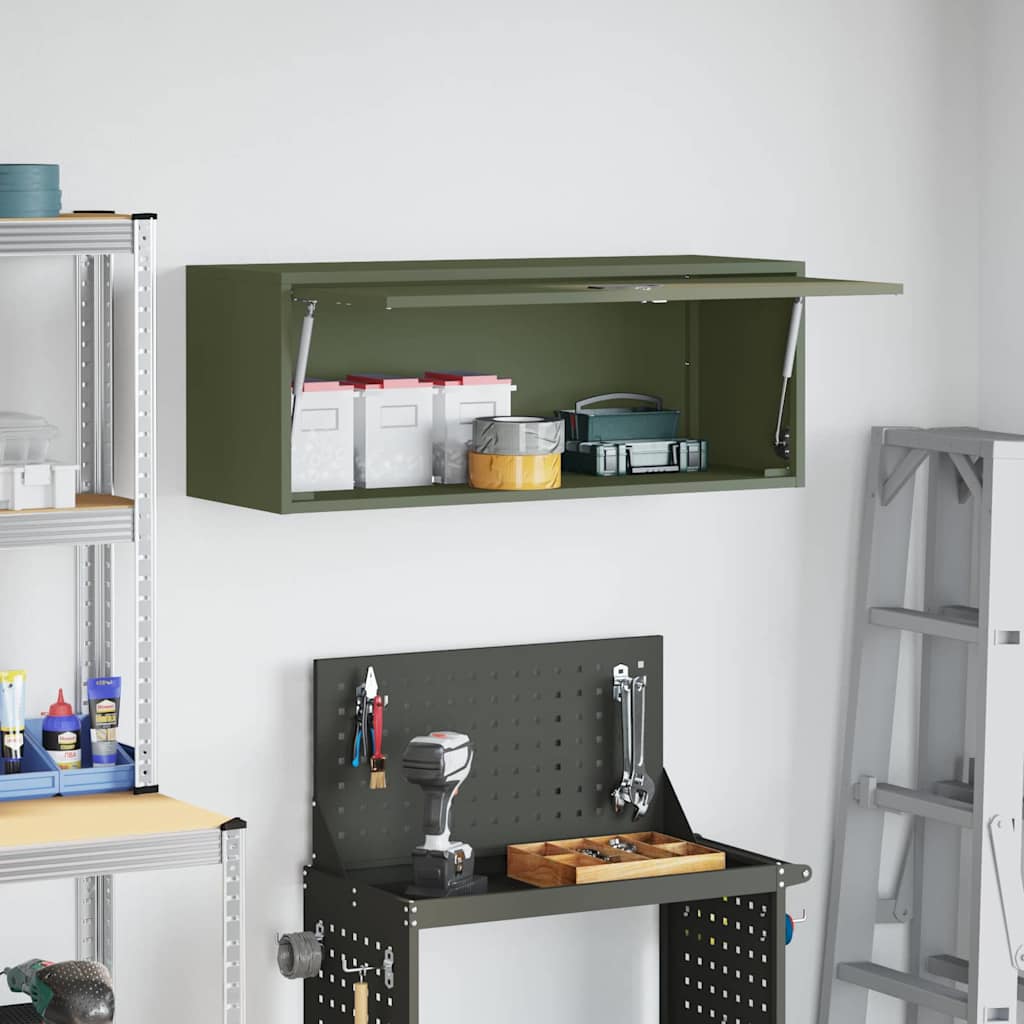 Wandkast voor Garage Olijfgroen 90 x 33 x 35 cm is nu te koop bij PeponiXL, paradijselijk wonen!