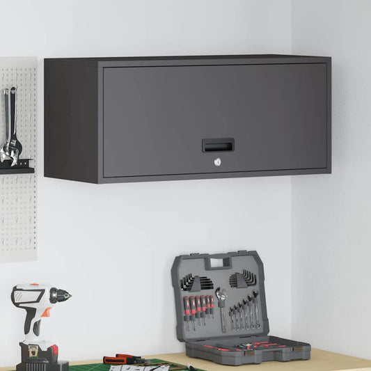 Wandkast voor Garage Zwart 80 x 33 x 35 cm Poedercoating staal is nu te koop bij PeponiXL, paradijselijk wonen!