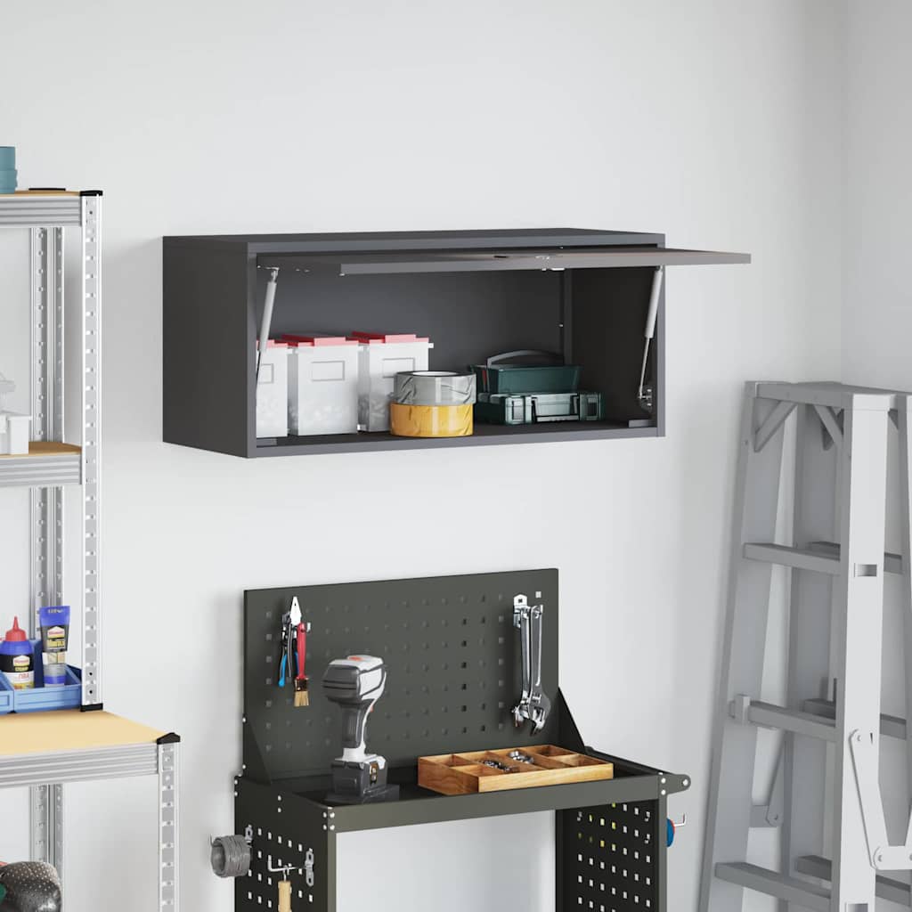 Wandkast voor Garage Zwart 80 x 33 x 35 cm Poedercoating staal is nu te koop bij PeponiXL, paradijselijk wonen!