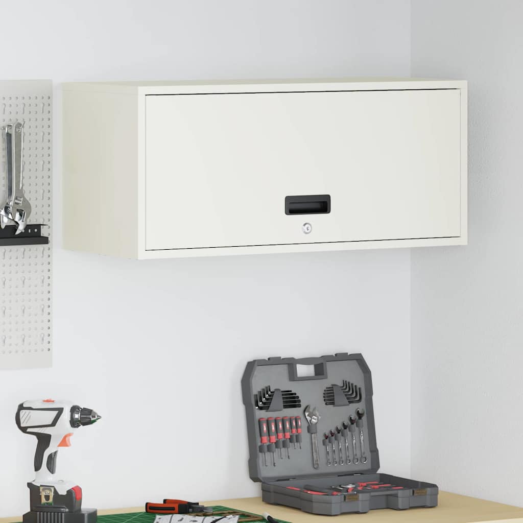 Wandkast voor Garage Wit 80 x 33 x 35 cm Poedercoating staal is nu te koop bij PeponiXL, paradijselijk wonen!