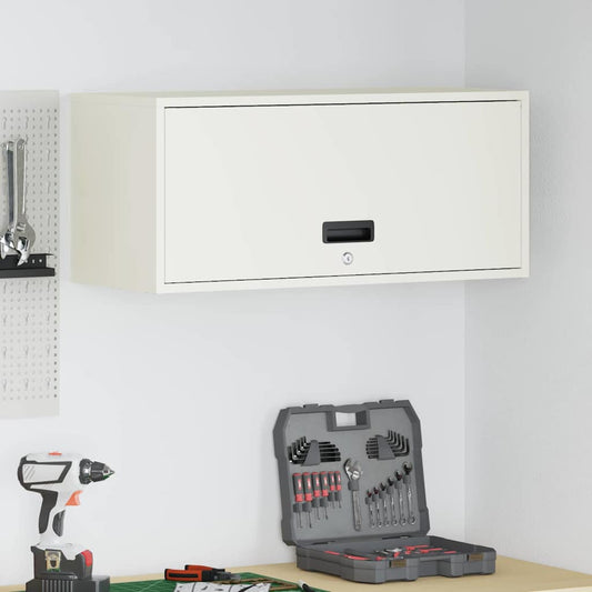 Wandkast voor Garage Wit 80 x 33 x 35 cm Poedercoating staal is nu te koop bij PeponiXL, paradijselijk wonen!