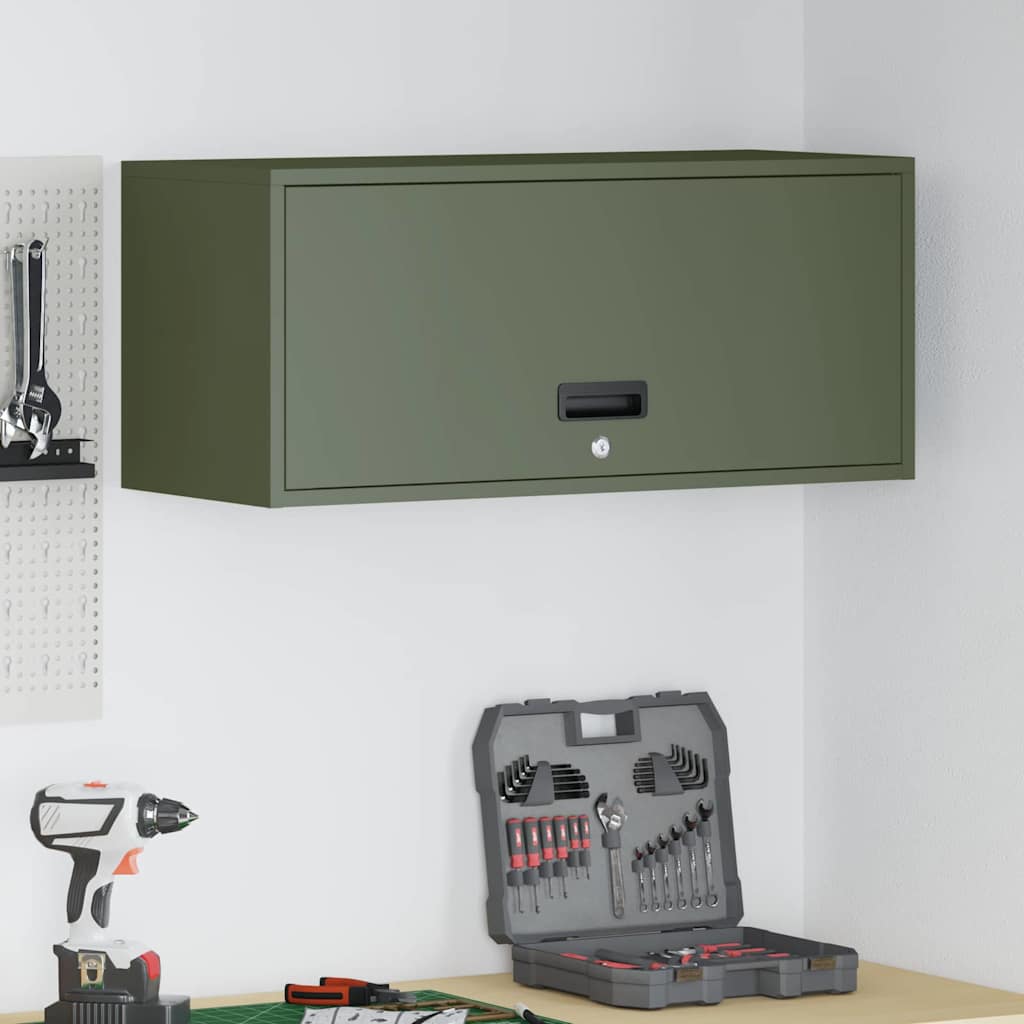 Wandkast voor Garage Olijfgroen 80 x 33 x 35 cm is nu te koop bij PeponiXL, paradijselijk wonen!