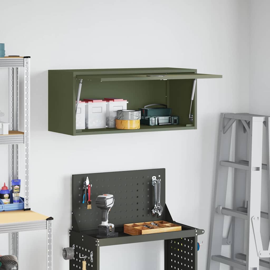 Wandkast voor Garage Olijfgroen 80 x 33 x 35 cm is nu te koop bij PeponiXL, paradijselijk wonen!