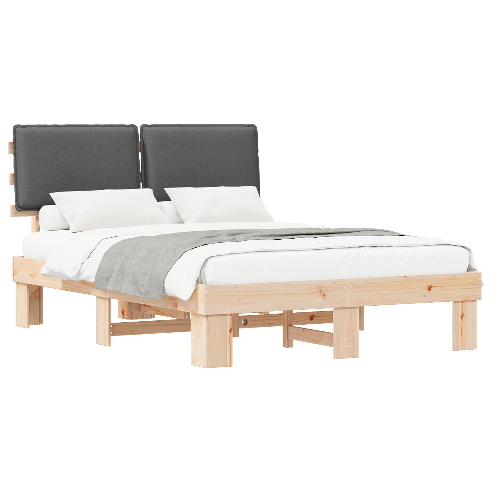 Bedframe met Gevoerd Hoofdgedeelte Donkergrijs 160 x 200 cm is nu te koop bij PeponiXL, paradijselijk wonen!