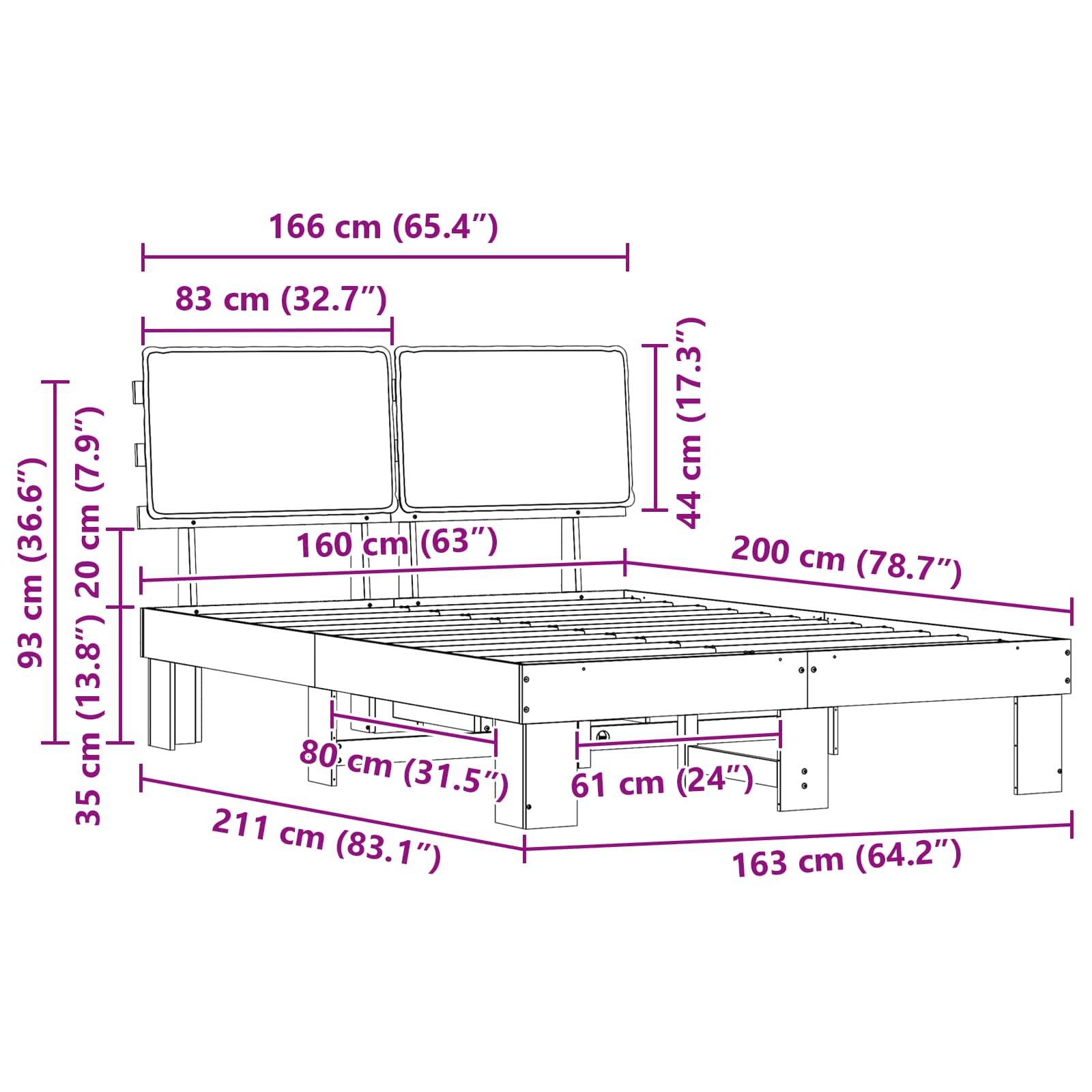 Bedframe met Gevoerd Hoofdgedeelte Taupe 160 x 200 cm is nu te koop bij PeponiXL, paradijselijk wonen!
