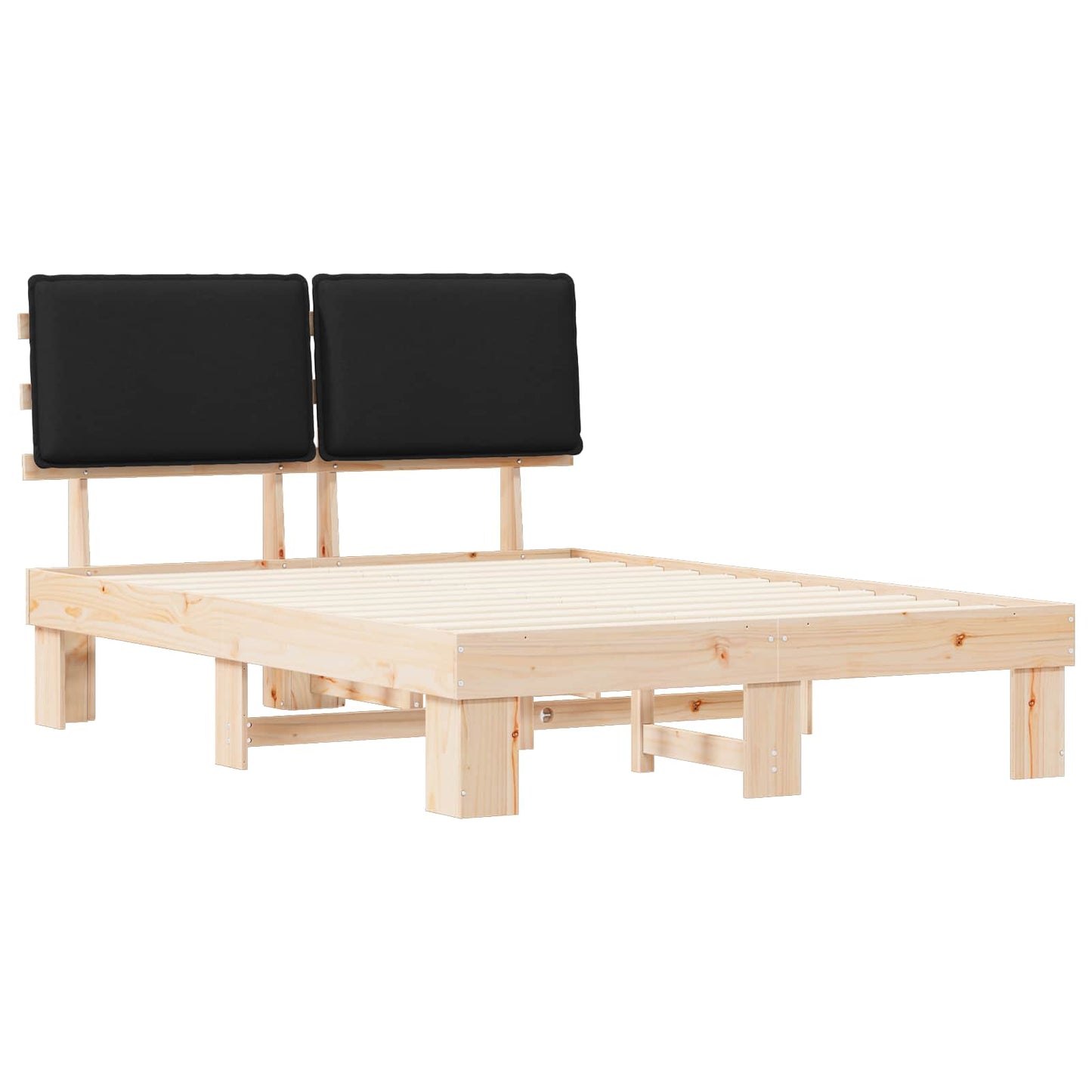 Bedframe met Gevoerd Hoofdgedeelte Zwart 150 x 200 cm is nu te koop bij PeponiXL, paradijselijk wonen!