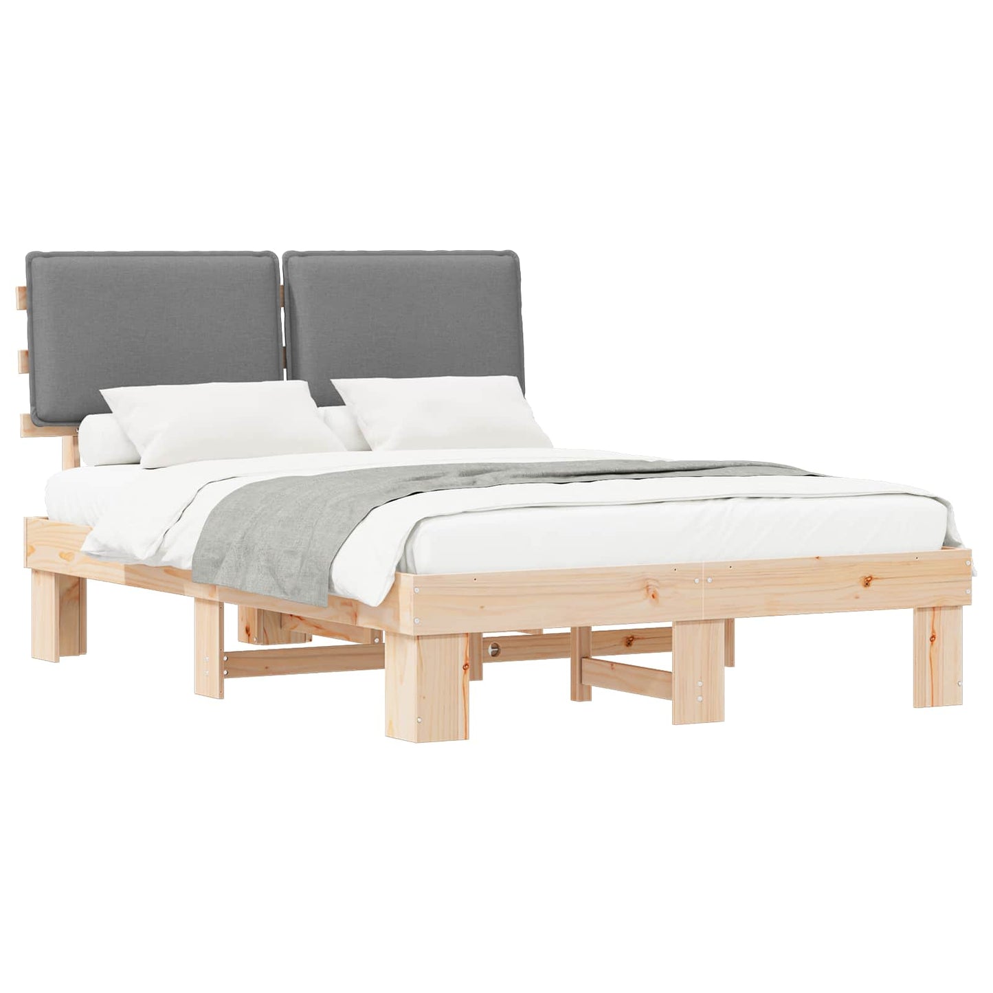 Bedframe met Gevoerd Hoofdgedeelte Lichtgrijs 140 x 200 cm is nu te koop bij PeponiXL, paradijselijk wonen!