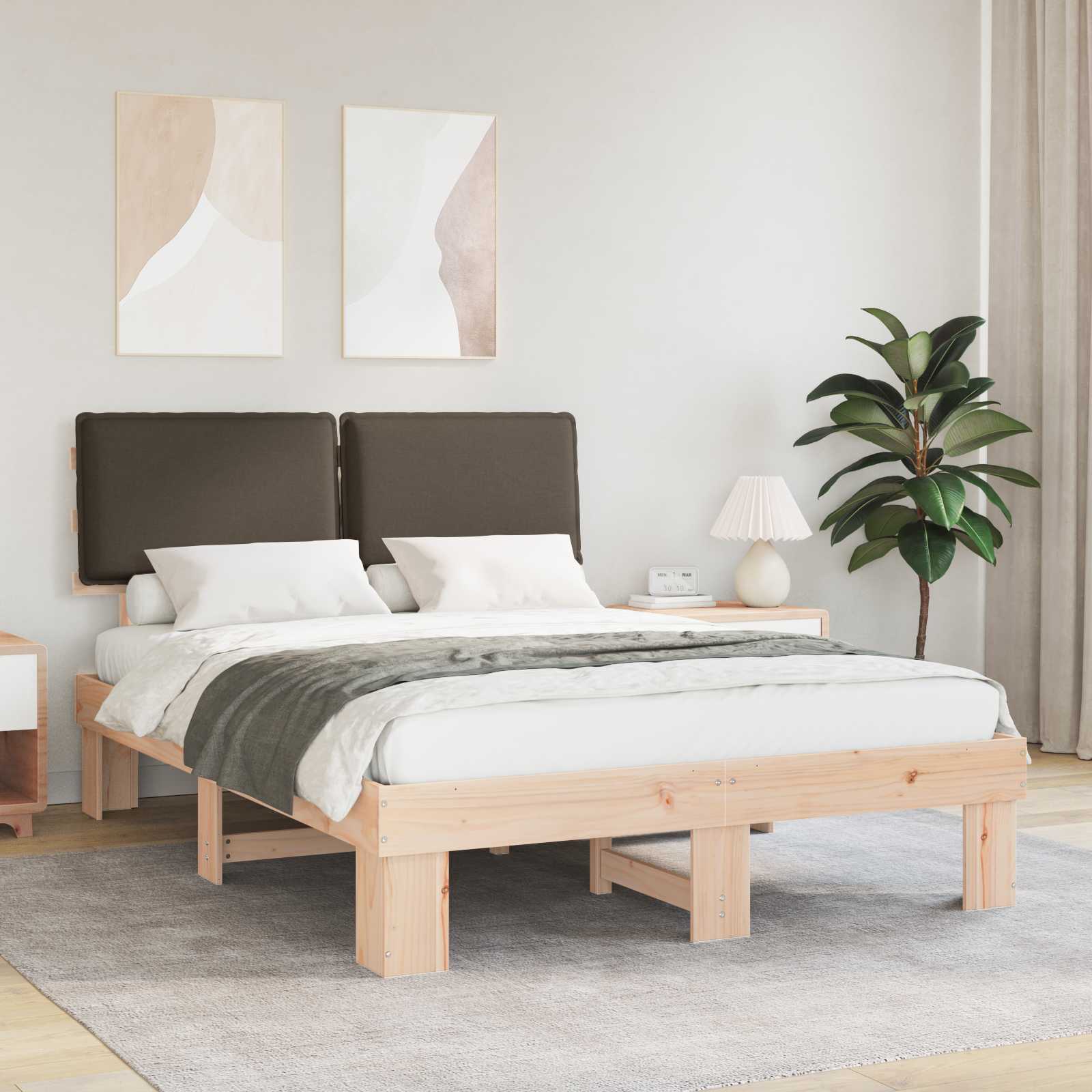 Bedframe met Gevoerd Hoofdgedeelte Taupe 140 x 200 cm is nu te koop bij PeponiXL, paradijselijk wonen!