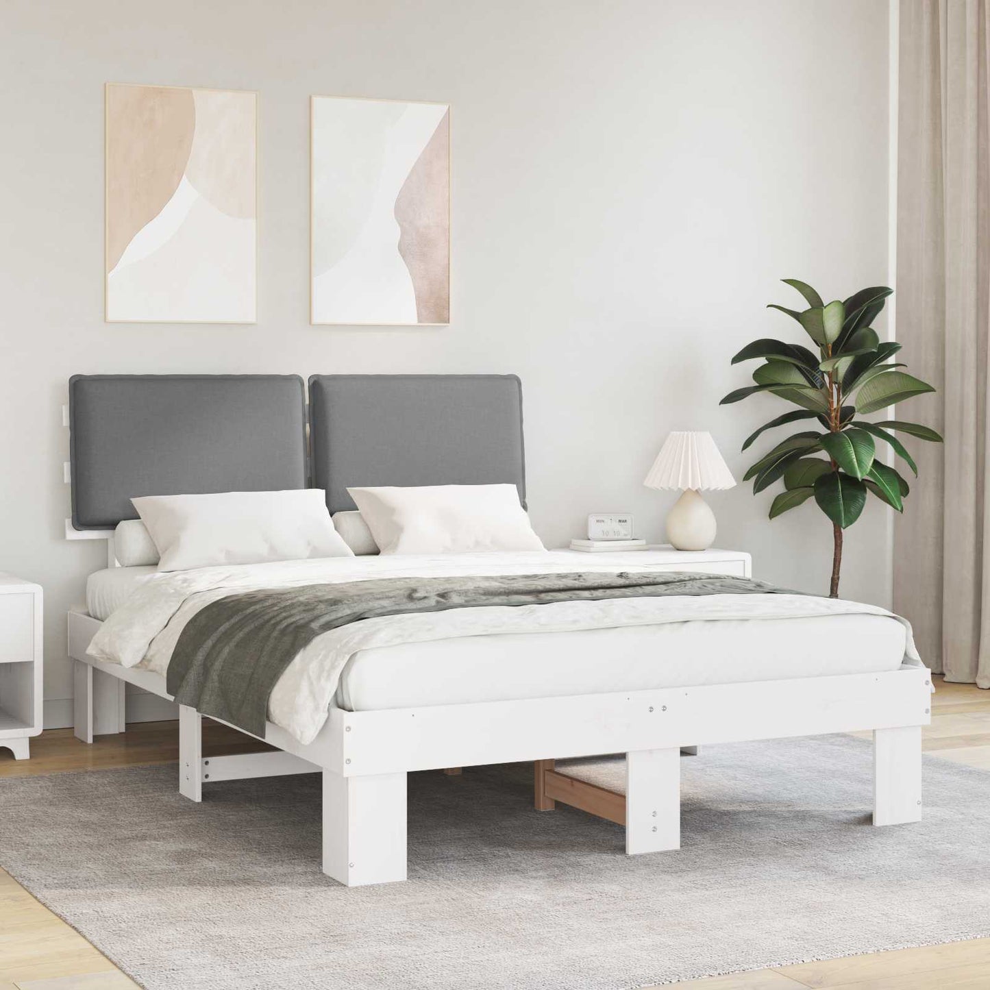 Bedframe met Gevoerd Hoofdgedeelte Lichtgrijs 140 x 200 cm is nu te koop bij PeponiXL, paradijselijk wonen!