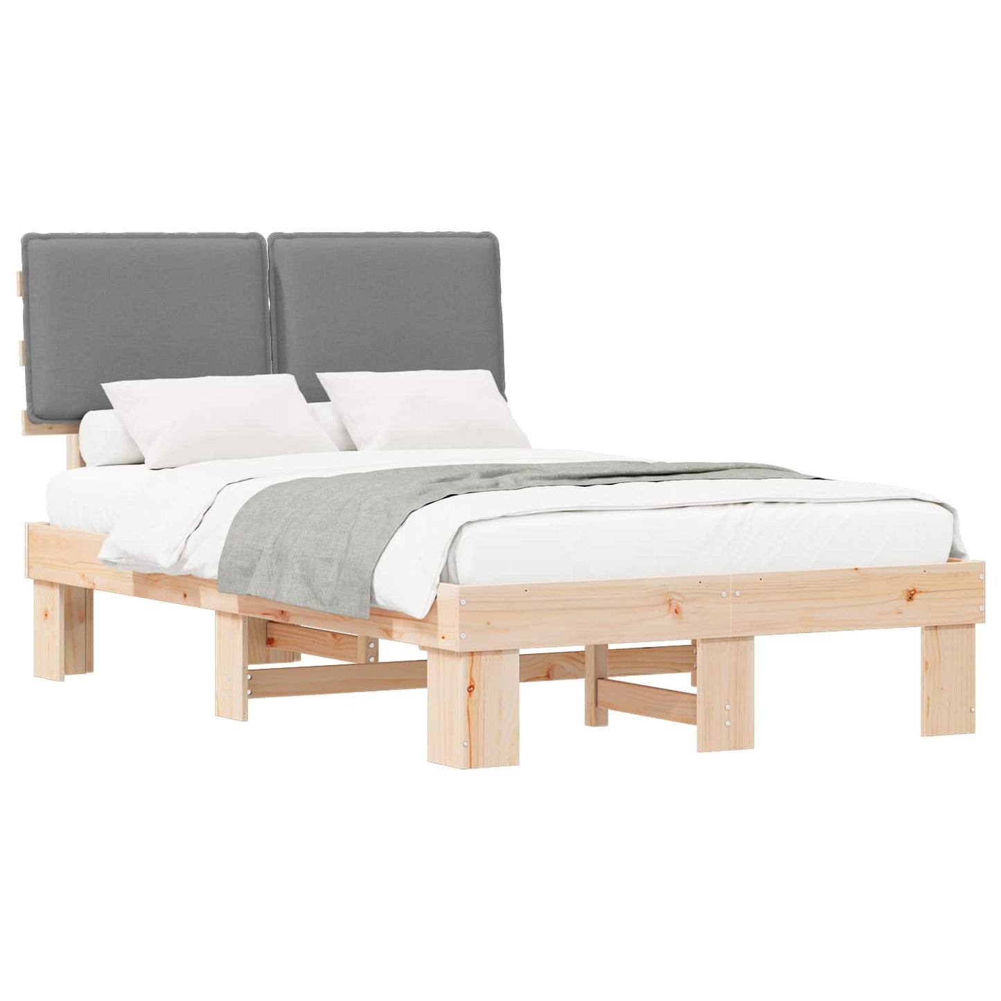 Bedframe met Gevoerd Hoofdgedeelte Lichtgrijs 120 x 200 cm is nu te koop bij PeponiXL, paradijselijk wonen!