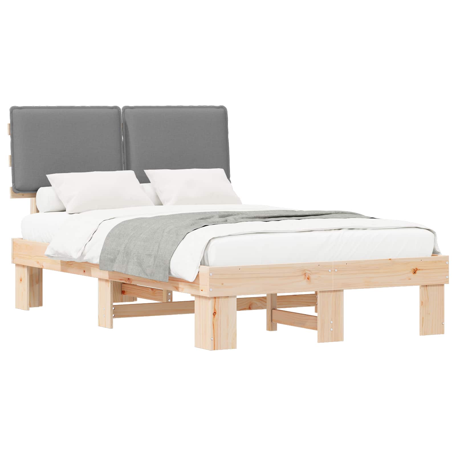 Bedframe met Gevoerd Hoofdgedeelte Lichtgrijs 120 x 200 cm is nu te koop bij PeponiXL, paradijselijk wonen!