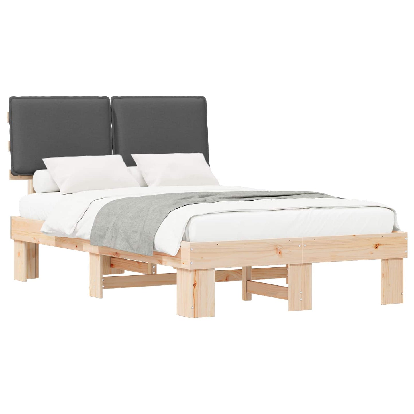 Bedframe met Gevoerd Hoofdgedeelte Donkergrijs 120 x 200 cm is nu te koop bij PeponiXL, paradijselijk wonen!