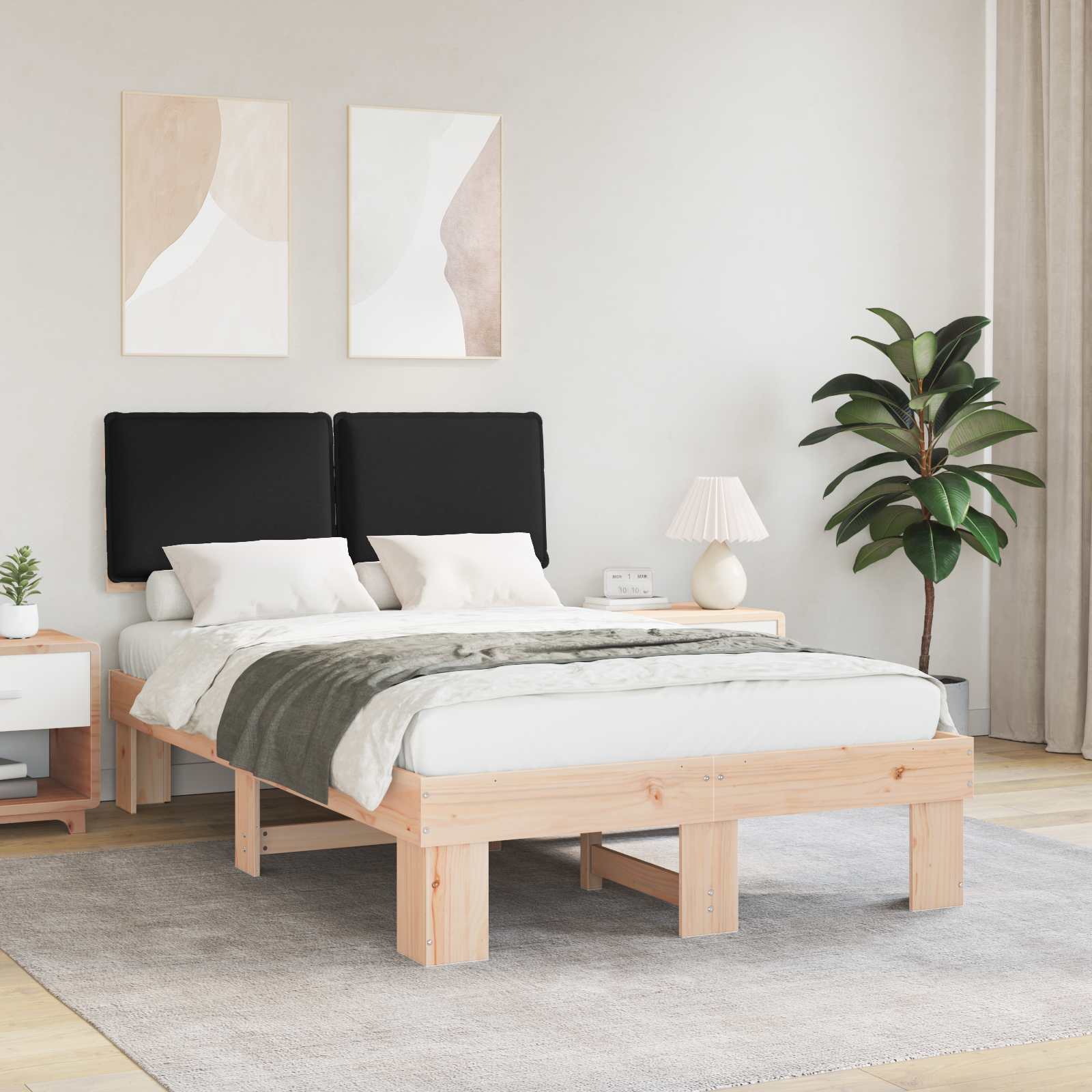 Bedframe met Gevoerd Hoofdgedeelte Zwart 120 x 200 cm is nu te koop bij PeponiXL, paradijselijk wonen!