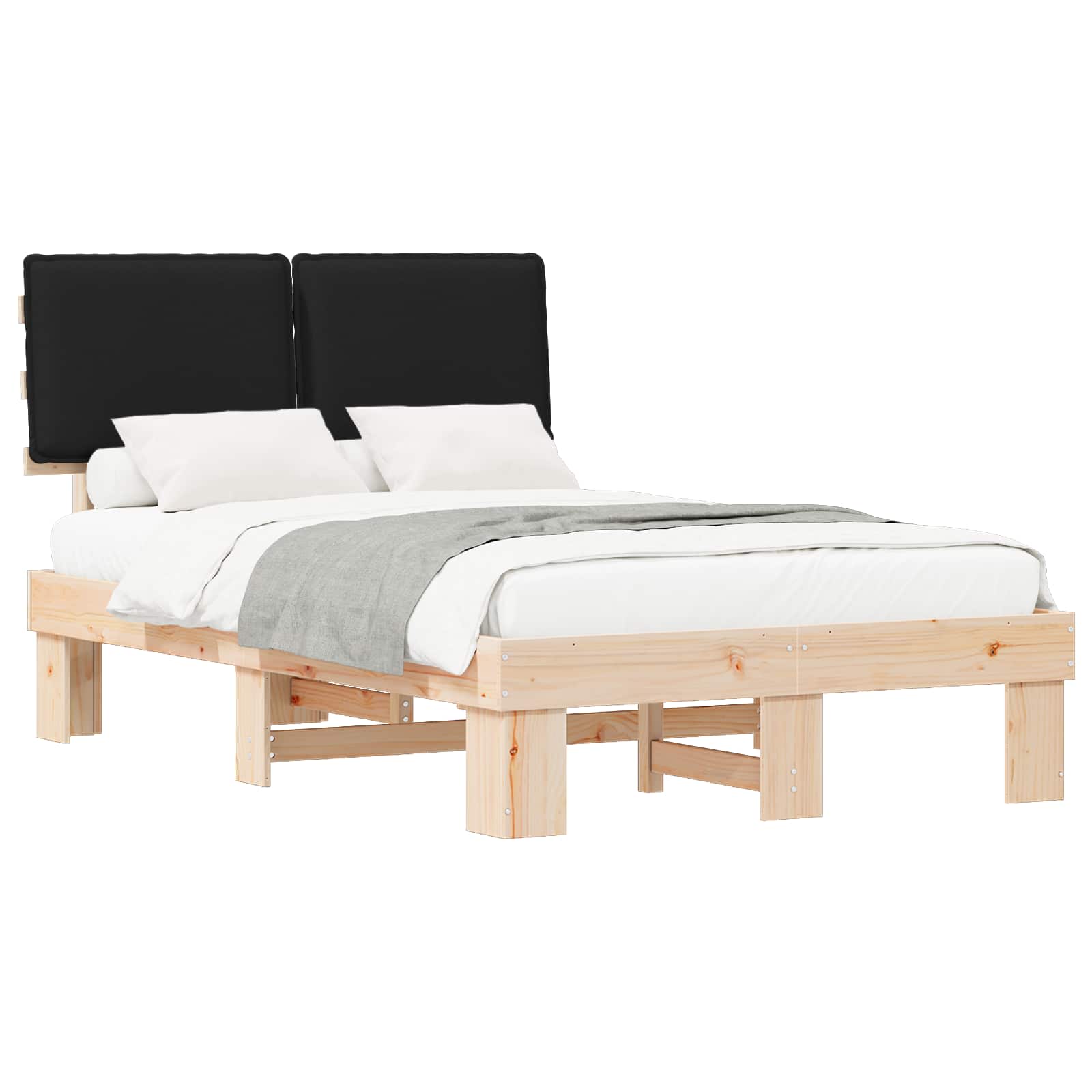 Bedframe met Gevoerd Hoofdgedeelte Zwart 120 x 200 cm is nu te koop bij PeponiXL, paradijselijk wonen!