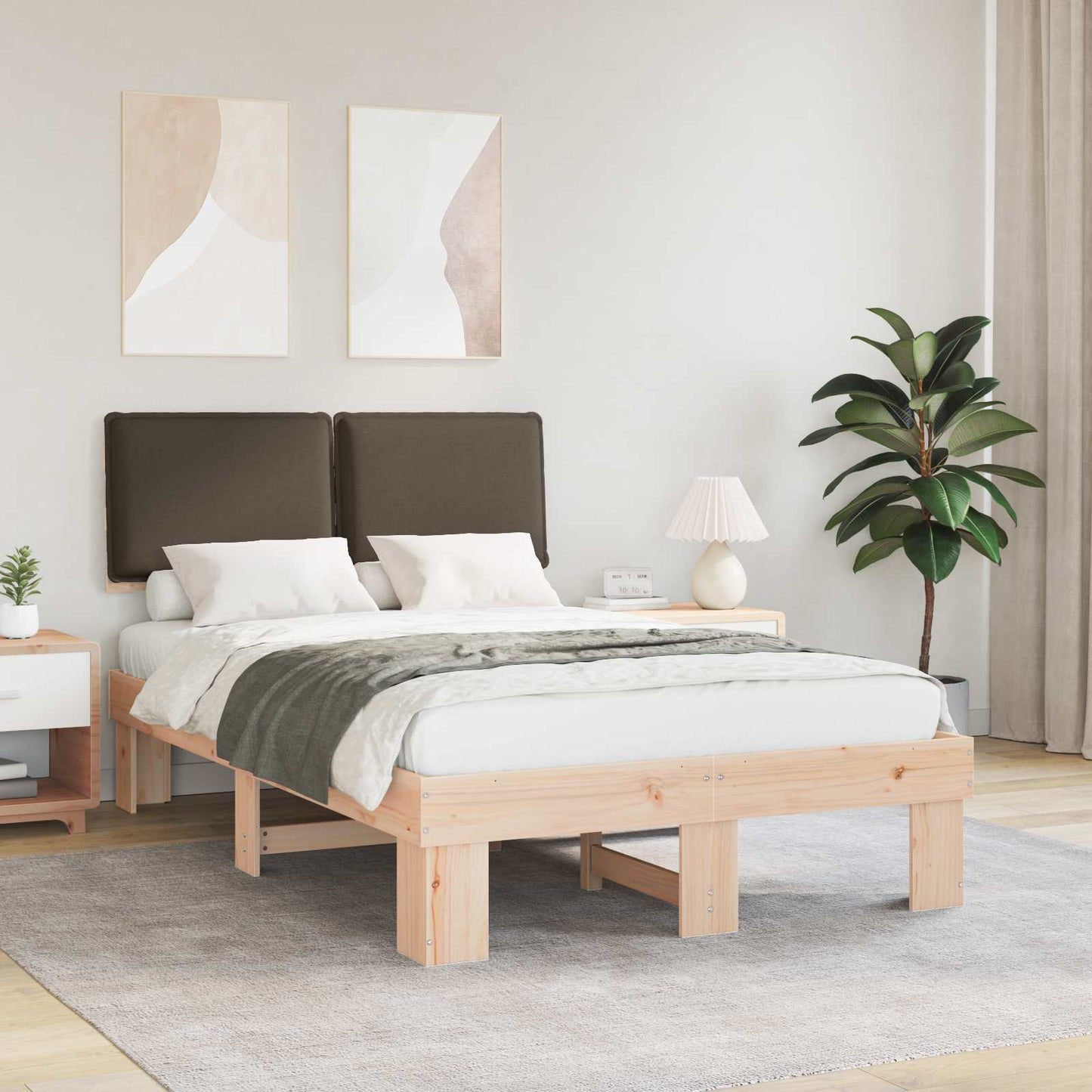 Bedframe met Gevoerd Hoofdgedeelte Taupe 120 x 200 cm is nu te koop bij PeponiXL, paradijselijk wonen!