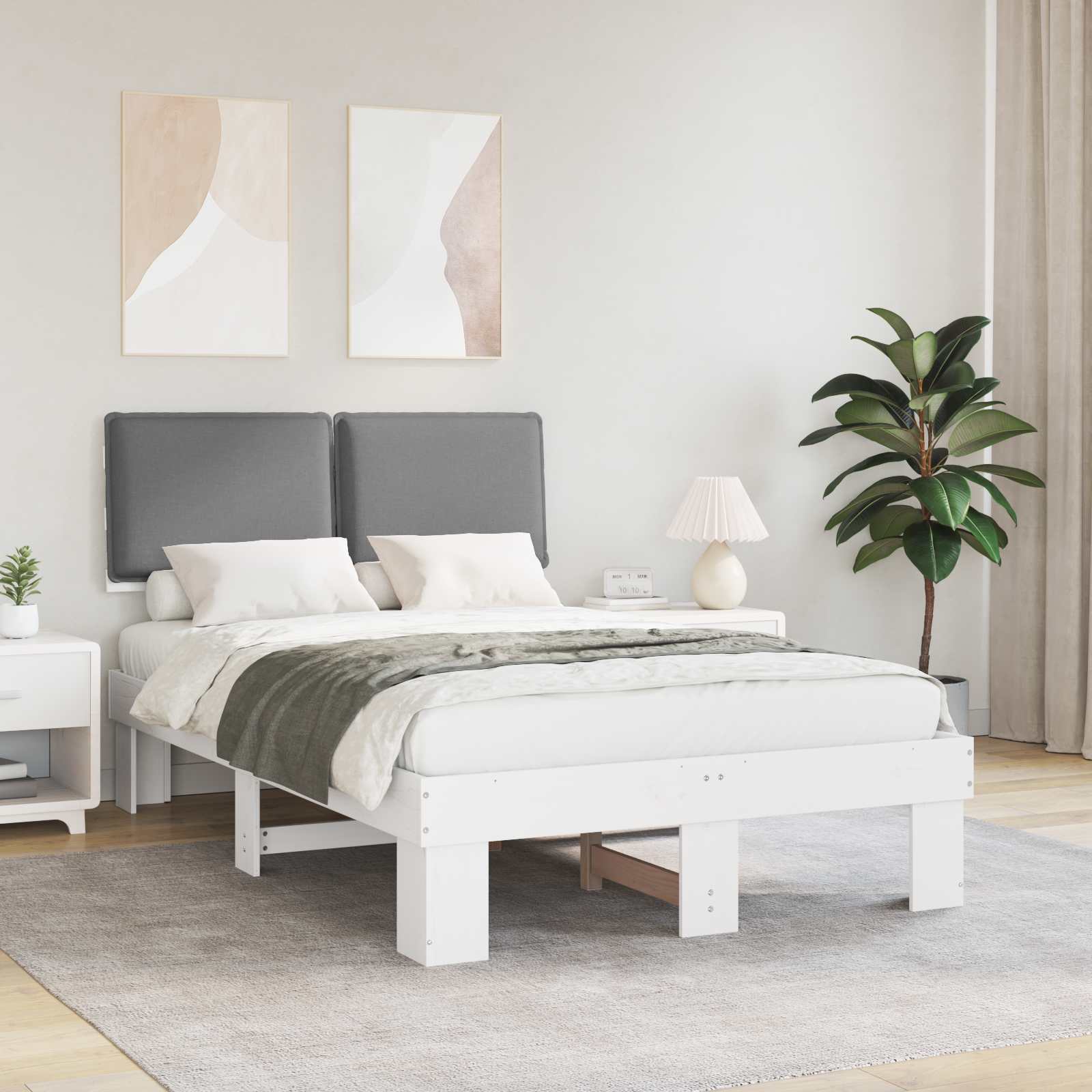 Bedframe met Gevoerd Hoofdgedeelte Lichtgrijs 120 x 200 cm is nu te koop bij PeponiXL, paradijselijk wonen!