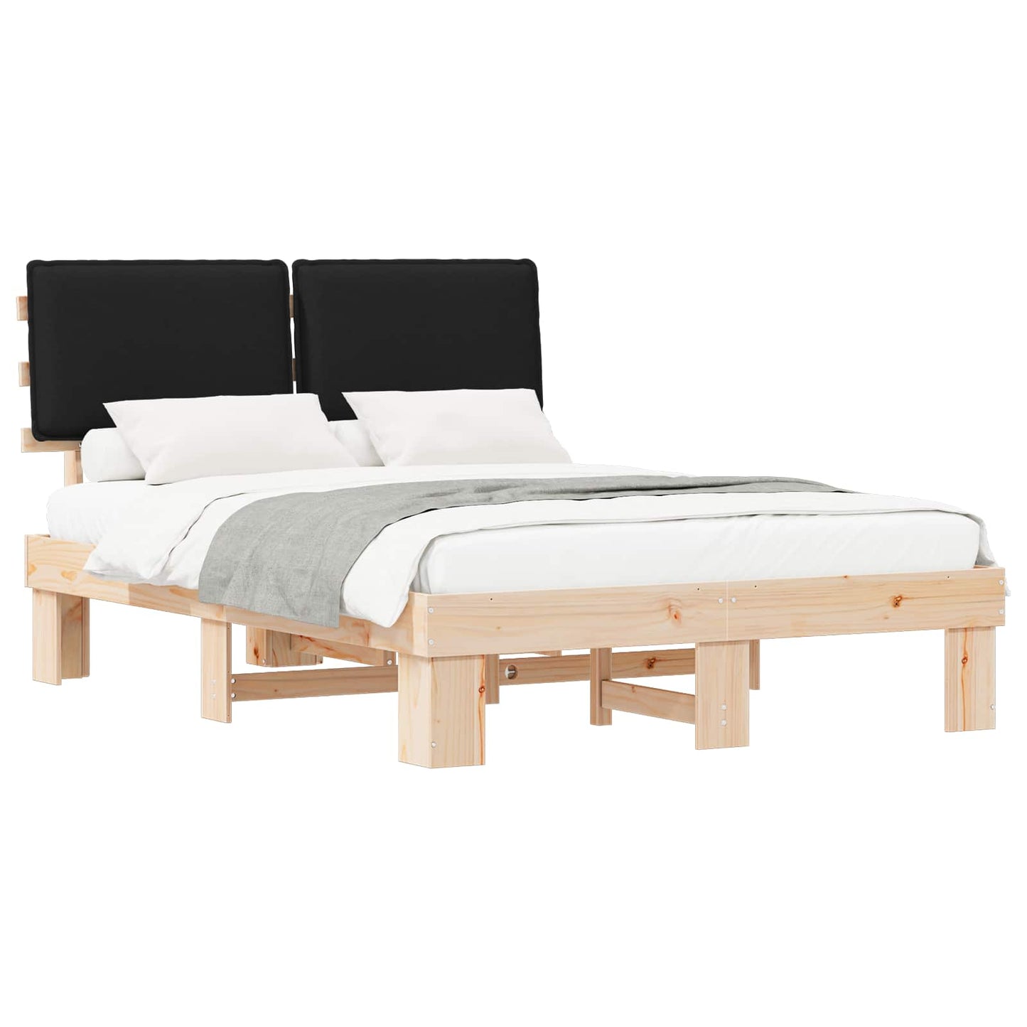 Bedframe met Gevoerd Hoofdgedeelte Zwart 140 x 190 cm is nu te koop bij PeponiXL, paradijselijk wonen!