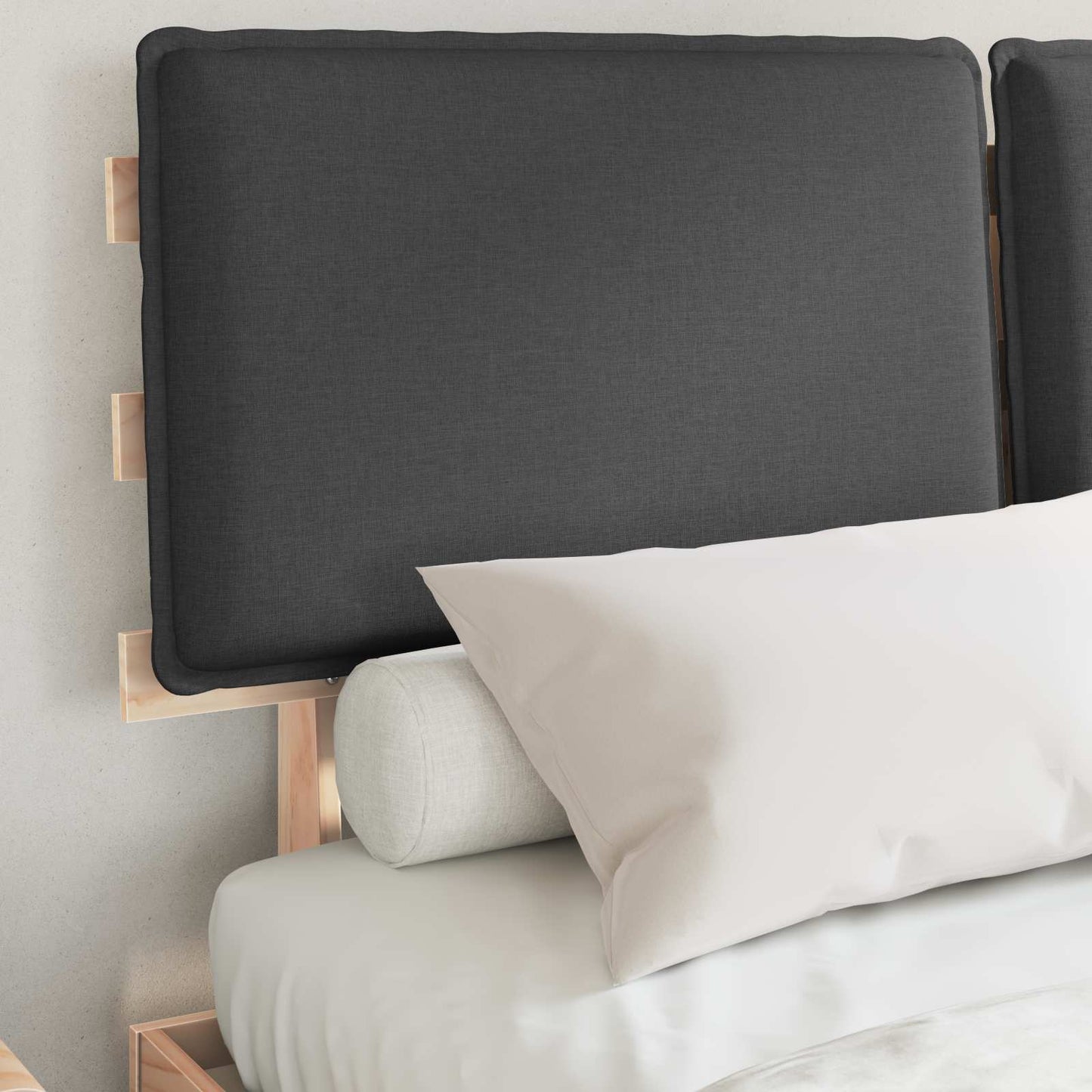 Bedframe met Gevoerd Hoofdgedeelte Donkergrijs 135 x 190 cm is nu te koop bij PeponiXL, paradijselijk wonen!