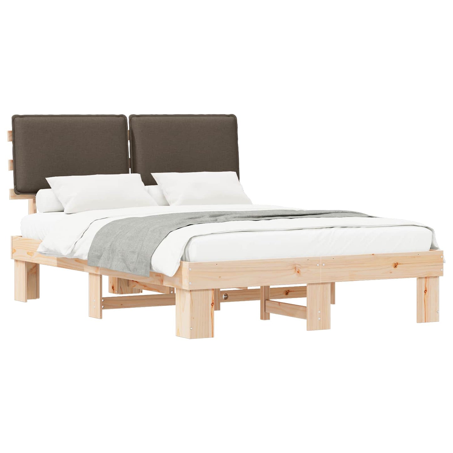 Bedframe met Gevoerd Hoofdgedeelte Taupe 135 x 190 cm is nu te koop bij PeponiXL, paradijselijk wonen!