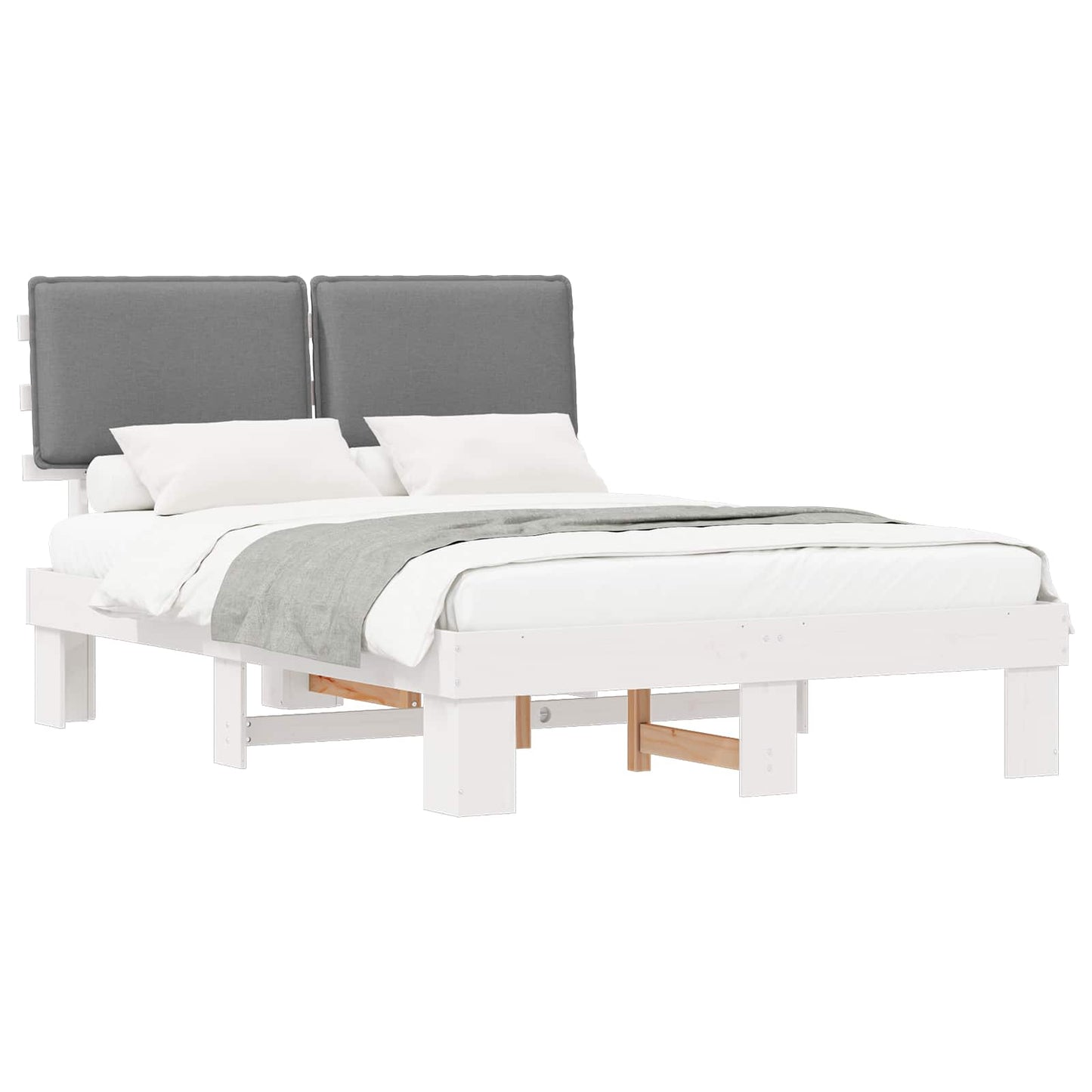 Bedframe met Gevoerd Hoofdgedeelte Lichtgrijs 135 x 190 cm is nu te koop bij PeponiXL, paradijselijk wonen!