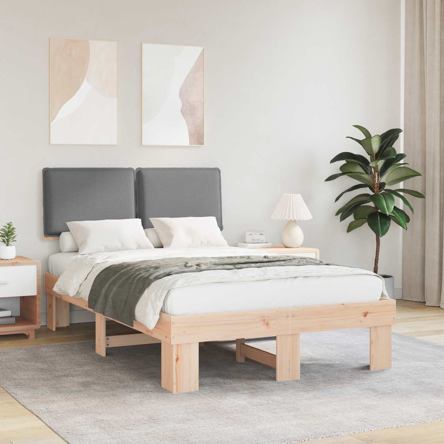 Bedframe met Gevoerd Hoofdgedeelte Lichtgrijs 120 x 190 cm is nu te koop bij PeponiXL, paradijselijk wonen!