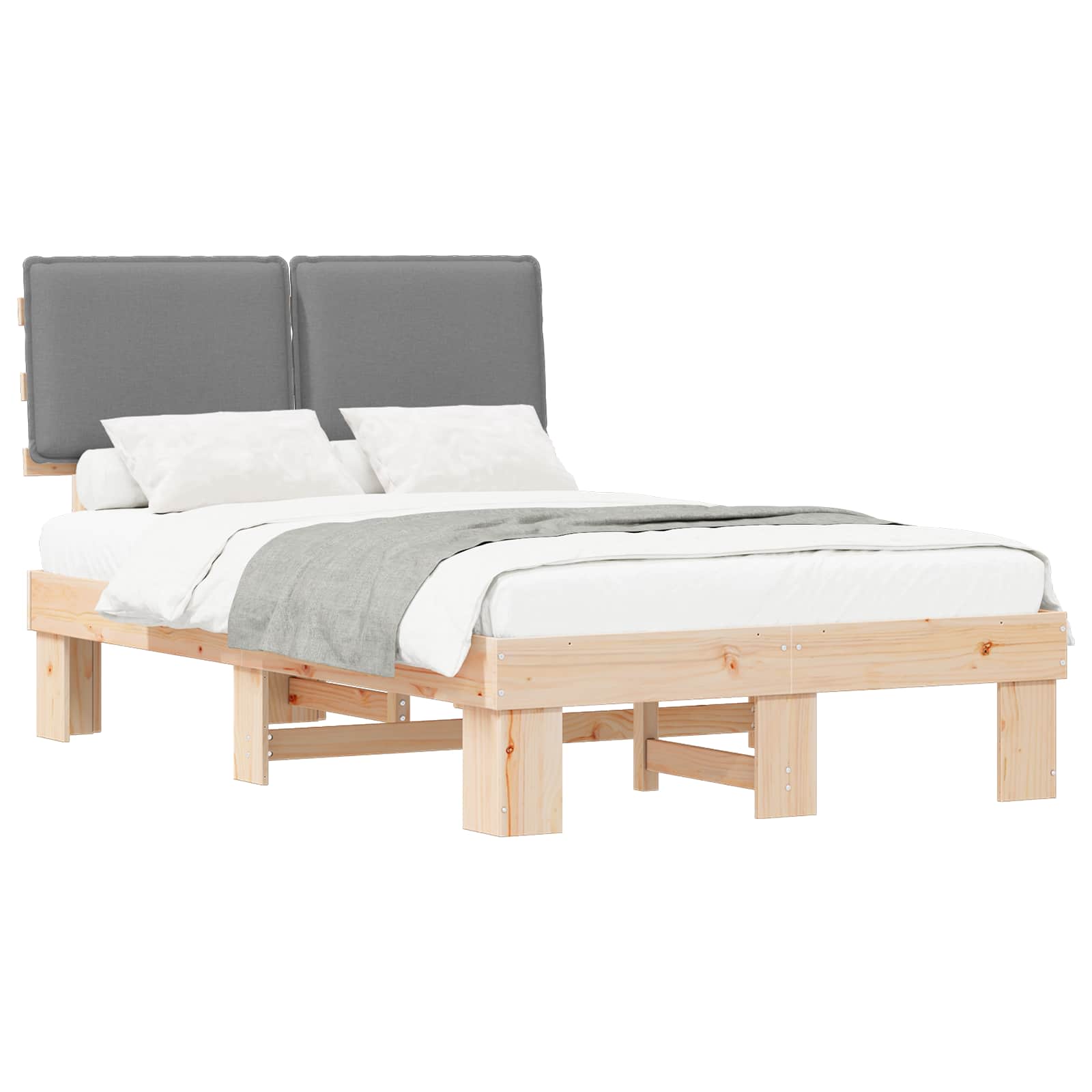 Bedframe met Gevoerd Hoofdgedeelte Lichtgrijs 120 x 190 cm is nu te koop bij PeponiXL, paradijselijk wonen!