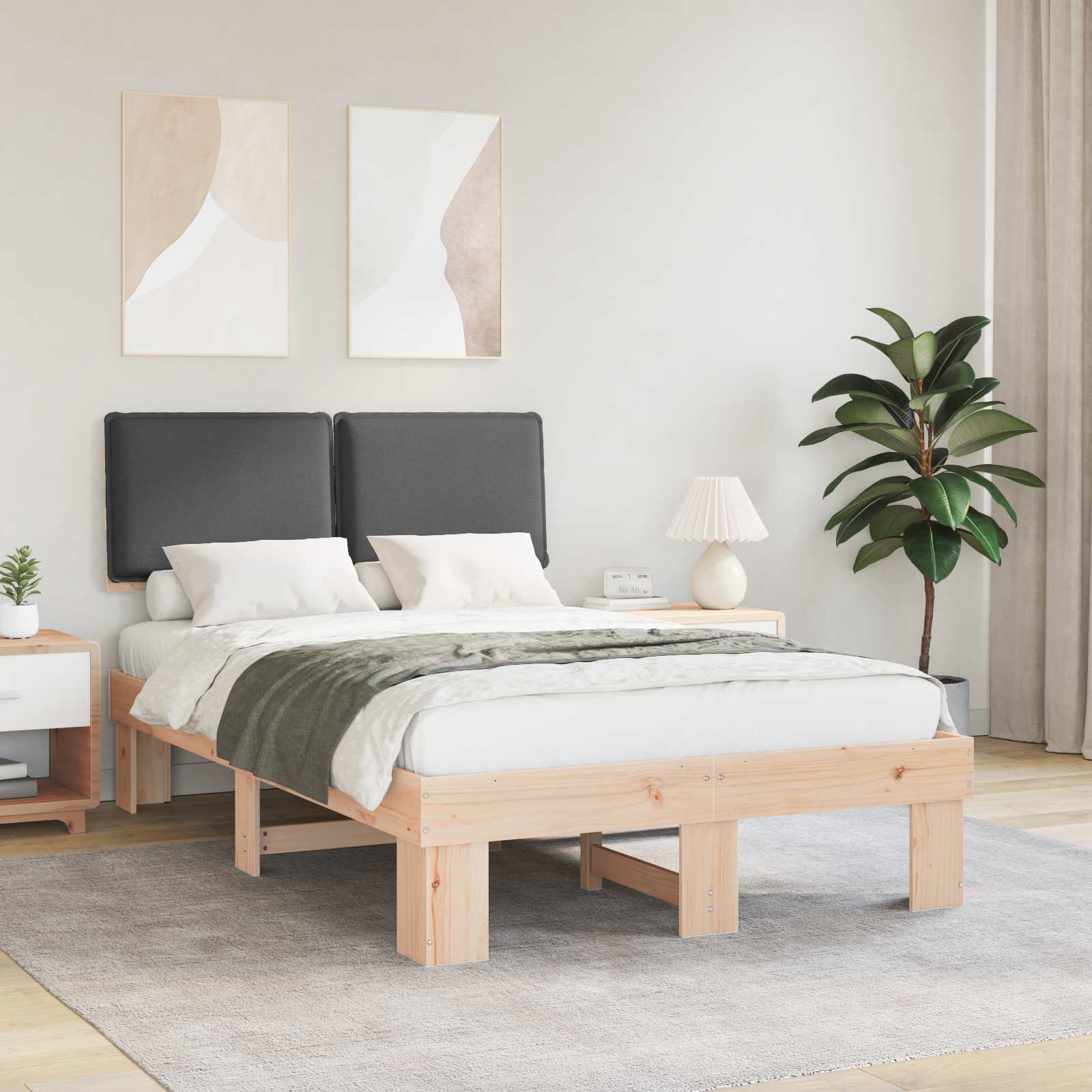 Bedframe met Gevoerd Hoofdgedeelte Donkergrijs 120 x 190 cm is nu te koop bij PeponiXL, paradijselijk wonen!