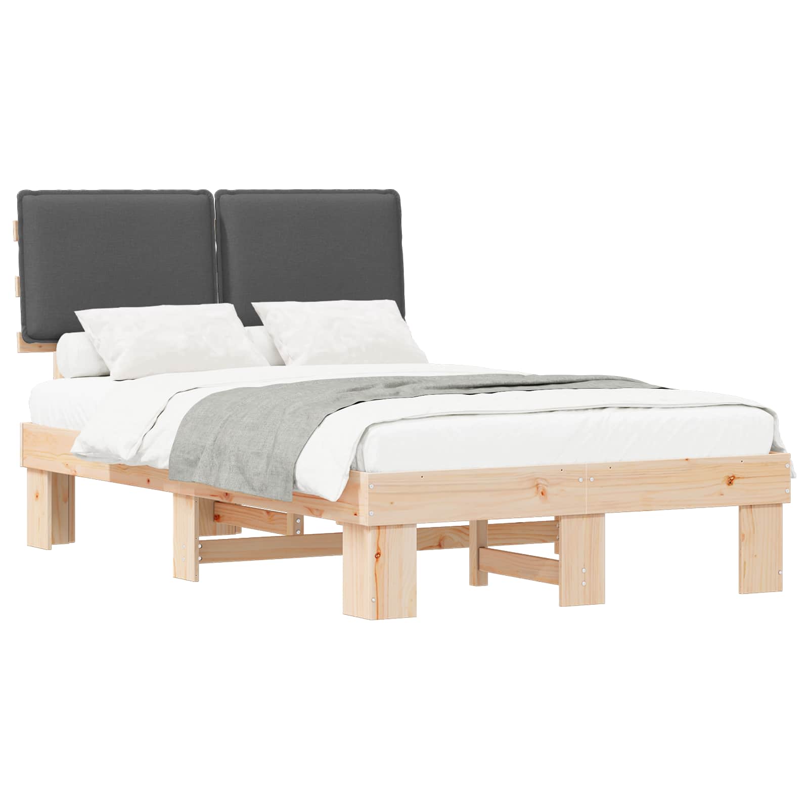 Bedframe met Gevoerd Hoofdgedeelte Donkergrijs 120 x 190 cm is nu te koop bij PeponiXL, paradijselijk wonen!