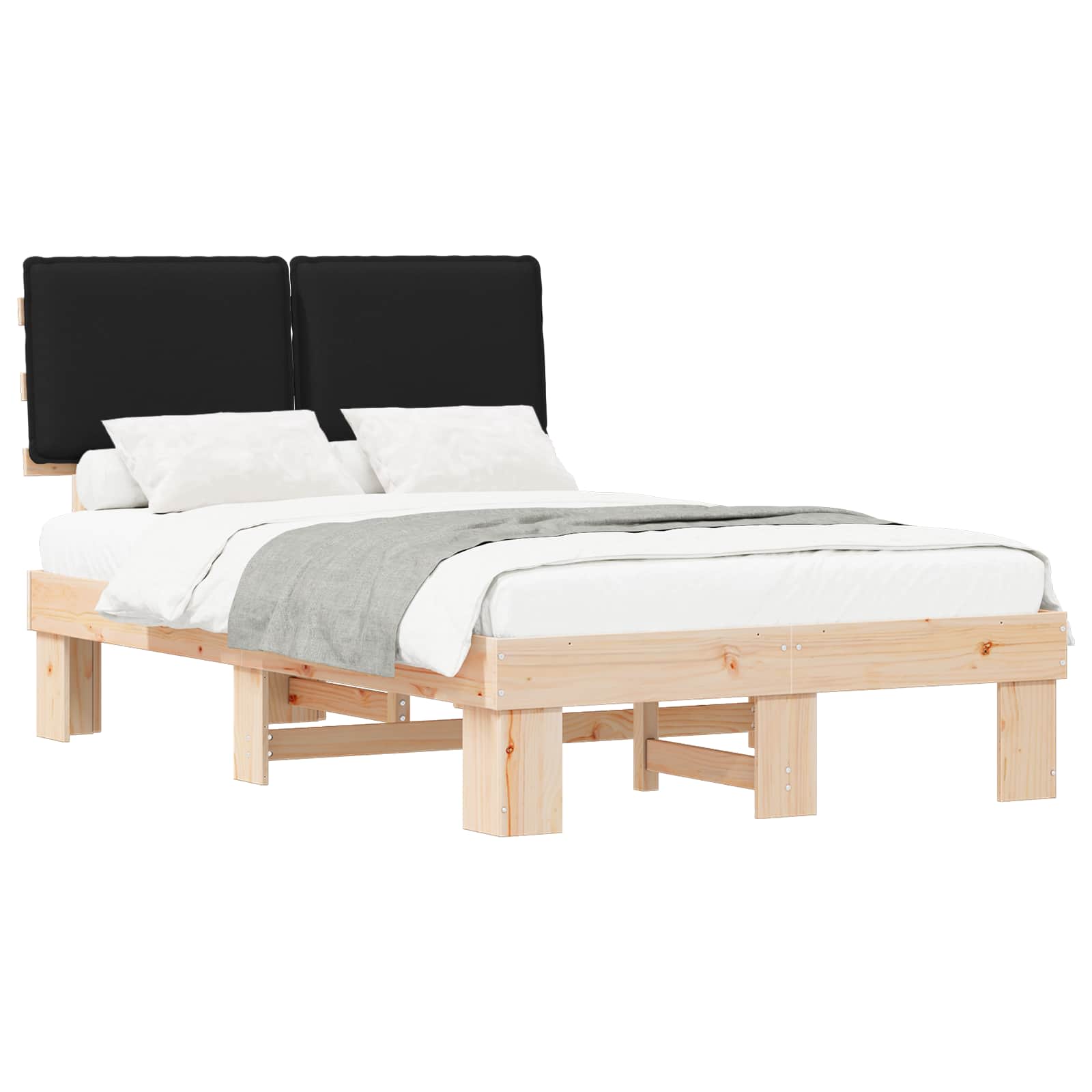 Bedframe met Gevoerd Hoofdgedeelte Zwart 120 x 190 cm is nu te koop bij PeponiXL, paradijselijk wonen!