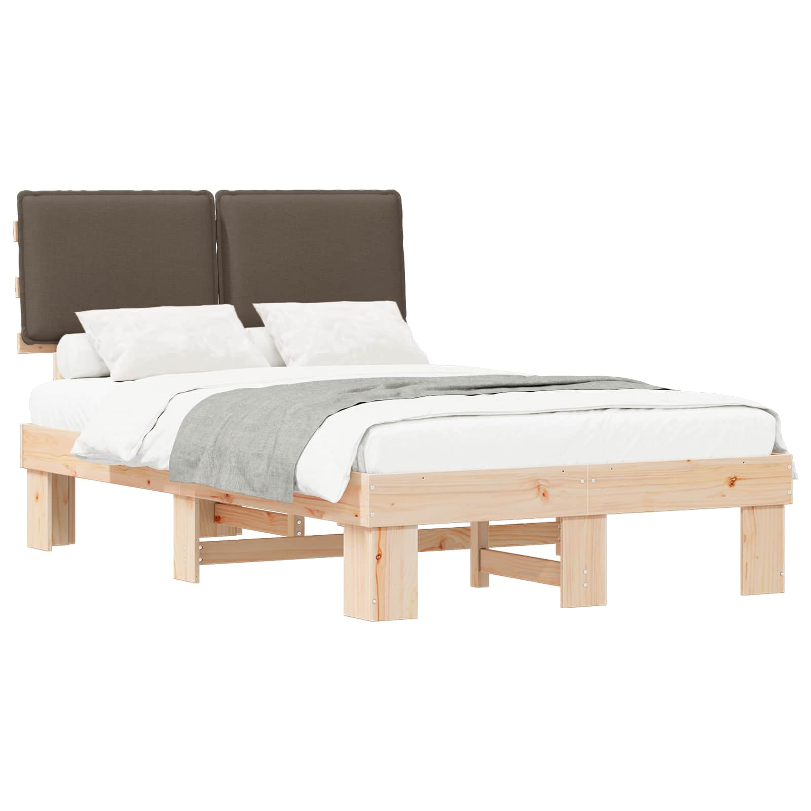 Bedframe met Gevoerd Hoofdgedeelte Taupe 120 x 190 cm is nu te koop bij PeponiXL, paradijselijk wonen!