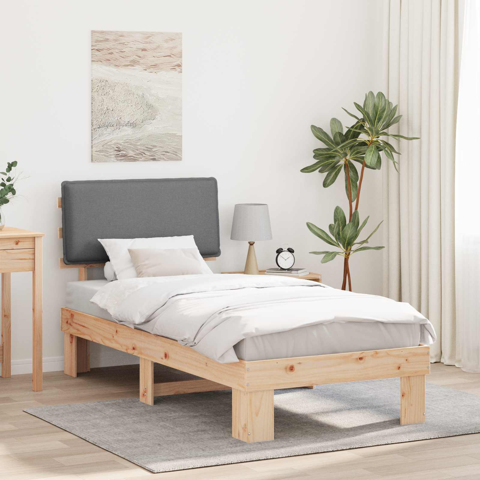Bedframe met Gevoerd Hoofdgedeelte Lichtgrijs 100 x 200 cm is nu te koop bij PeponiXL, paradijselijk wonen!