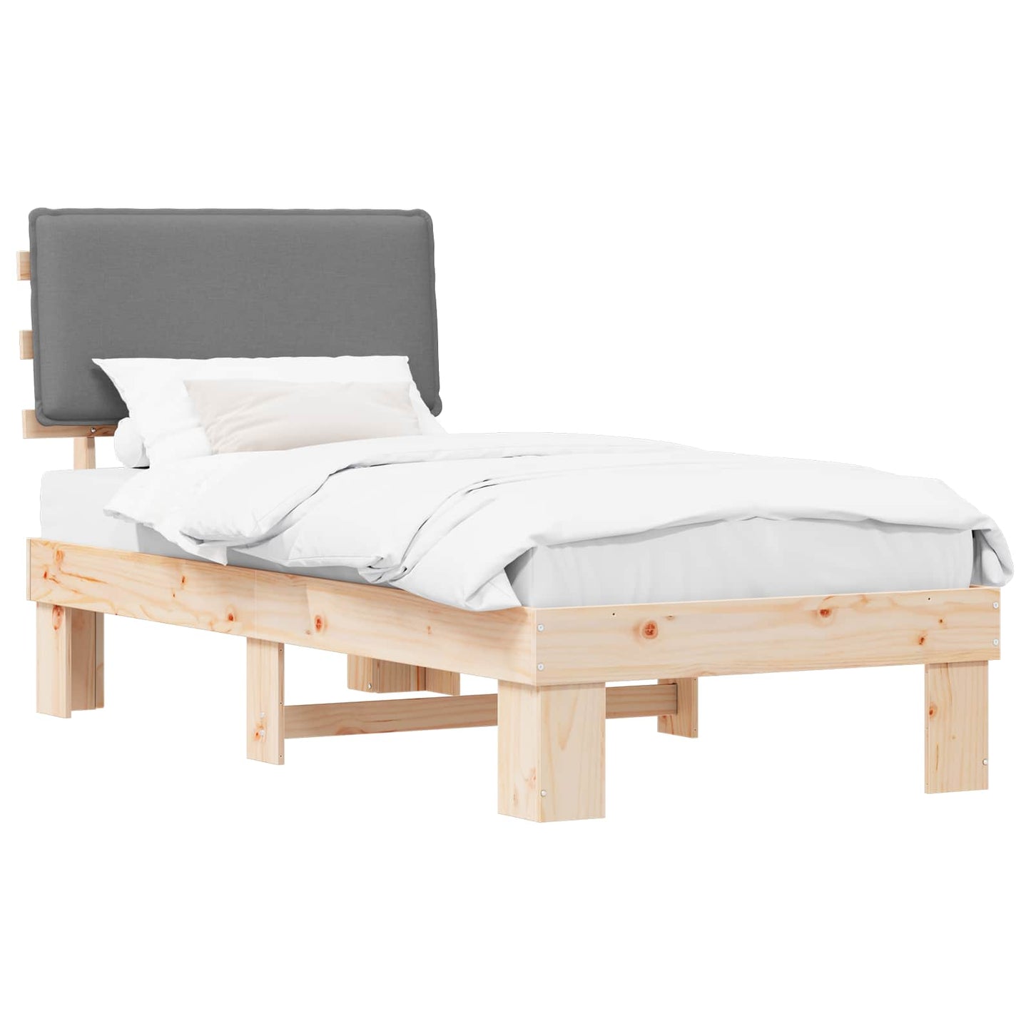 Bedframe met Gevoerd Hoofdgedeelte Lichtgrijs 90 x 200 cm is nu te koop bij PeponiXL, paradijselijk wonen!