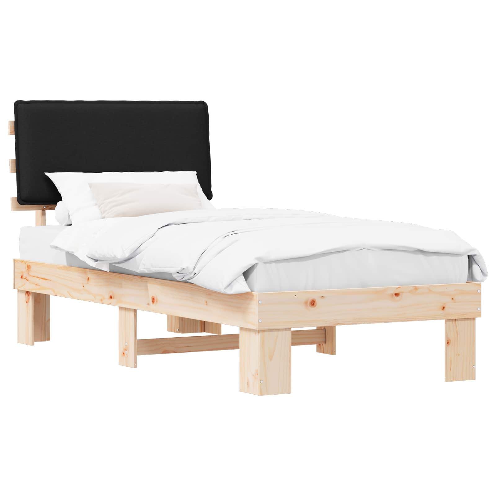 Bedframe met Gevoerd Hoofdgedeelte Zwart 90 x 200 cm is nu te koop bij PeponiXL, paradijselijk wonen!