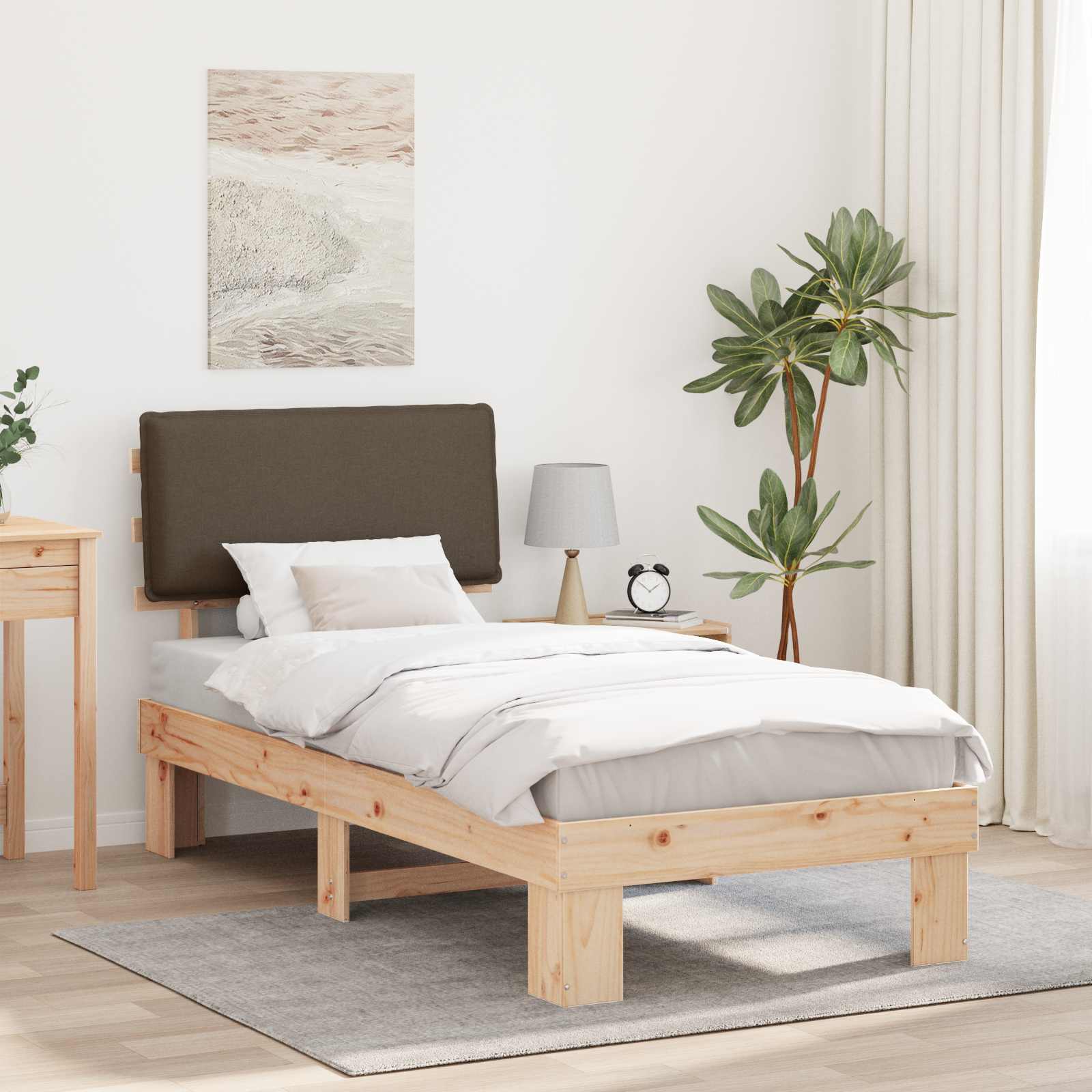 Bedframe met Gevoerd Hoofdgedeelte Taupe 90 x 200 cm is nu te koop bij PeponiXL, paradijselijk wonen!